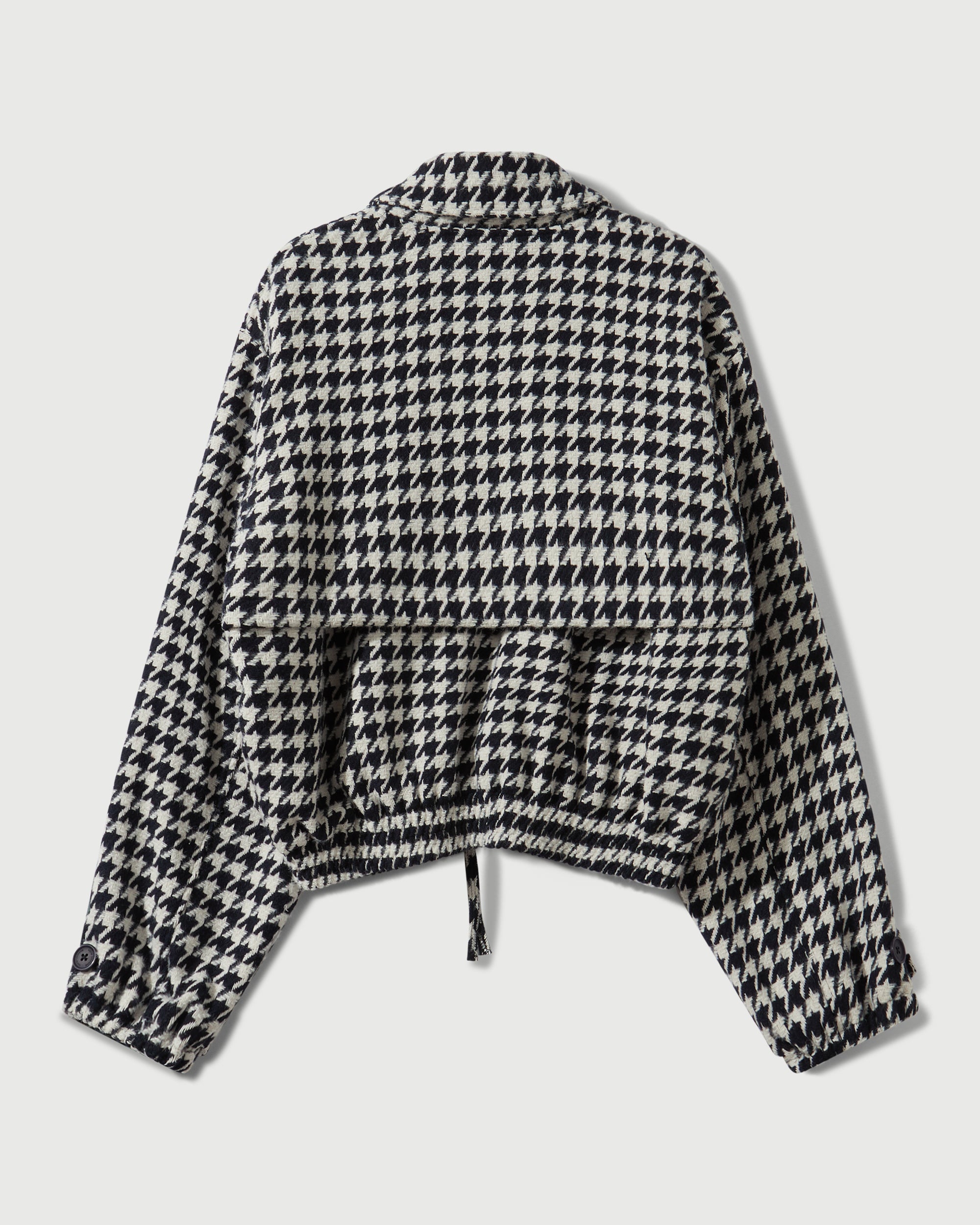 Houndstooth Storm Flap Jacket in Navy & White