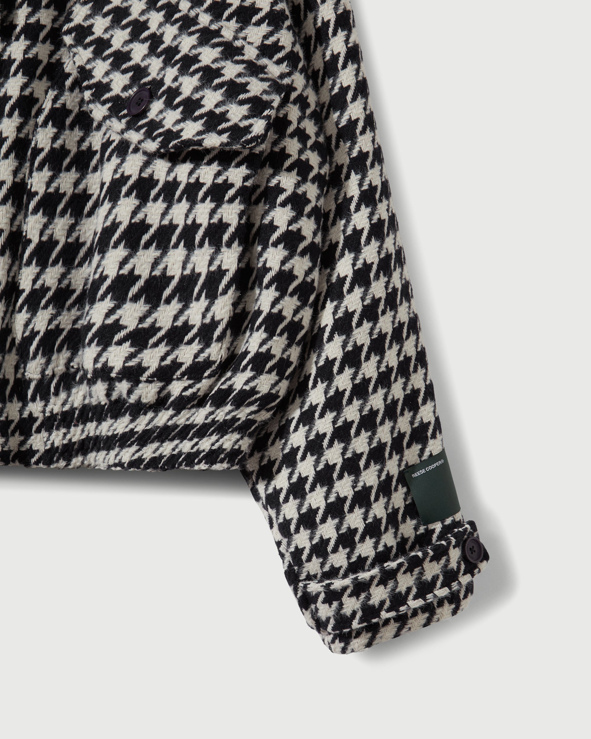 Houndstooth Storm Flap Jacket in Navy & White