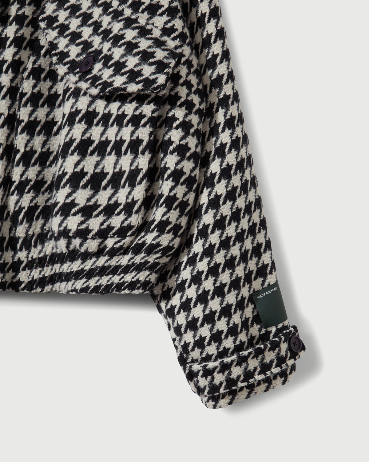 Houndstooth Storm Flap Jacket in Navy & White