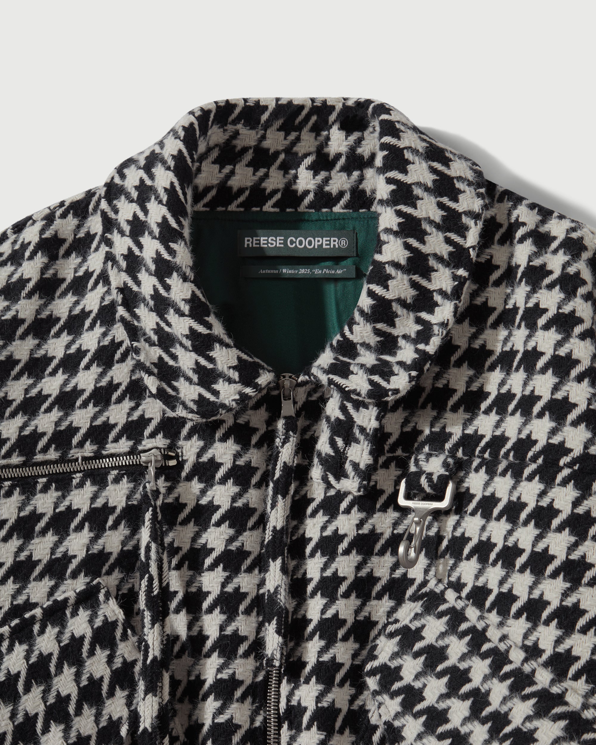 Houndstooth Storm Flap Jacket in Navy & White