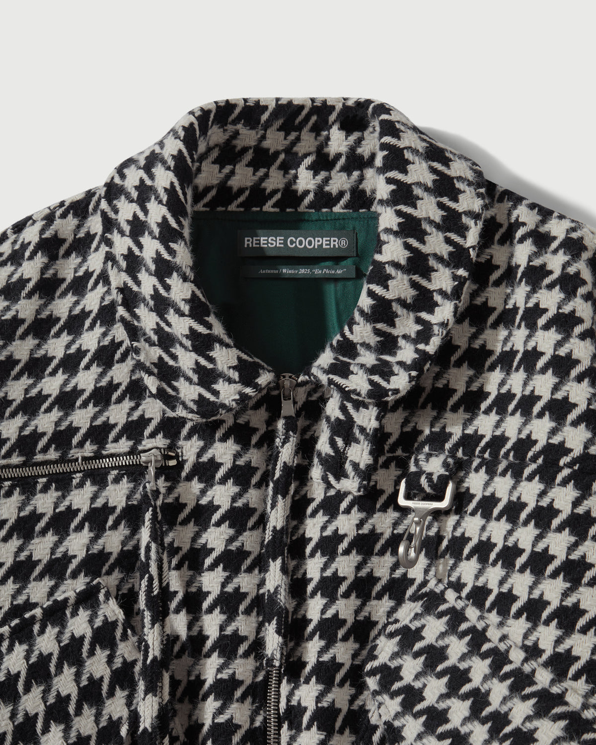 Houndstooth Storm Flap Jacket in Navy & White