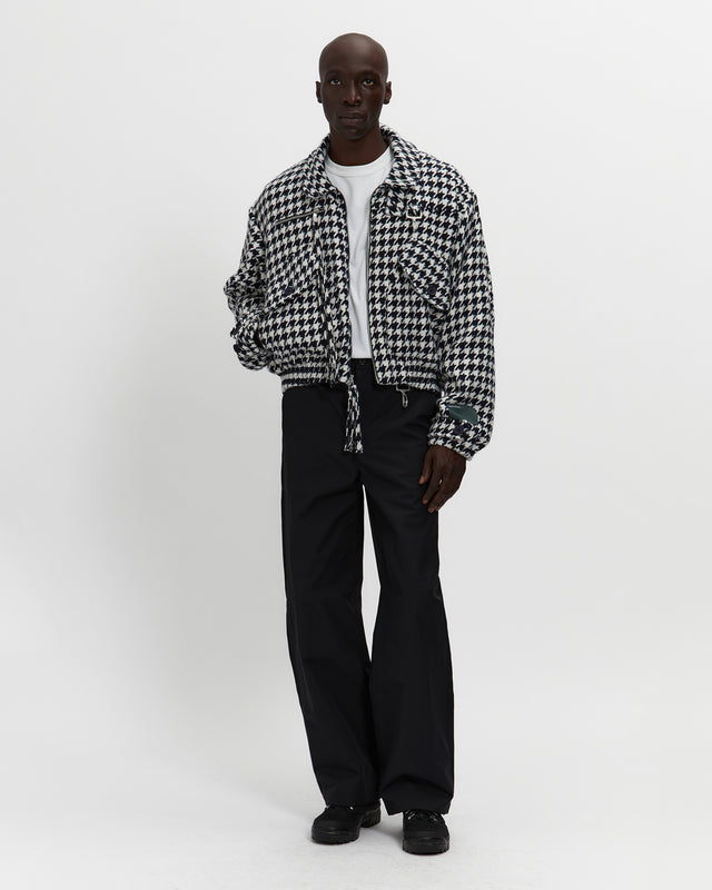 Houndstooth Storm Flap Jacket in Navy & White