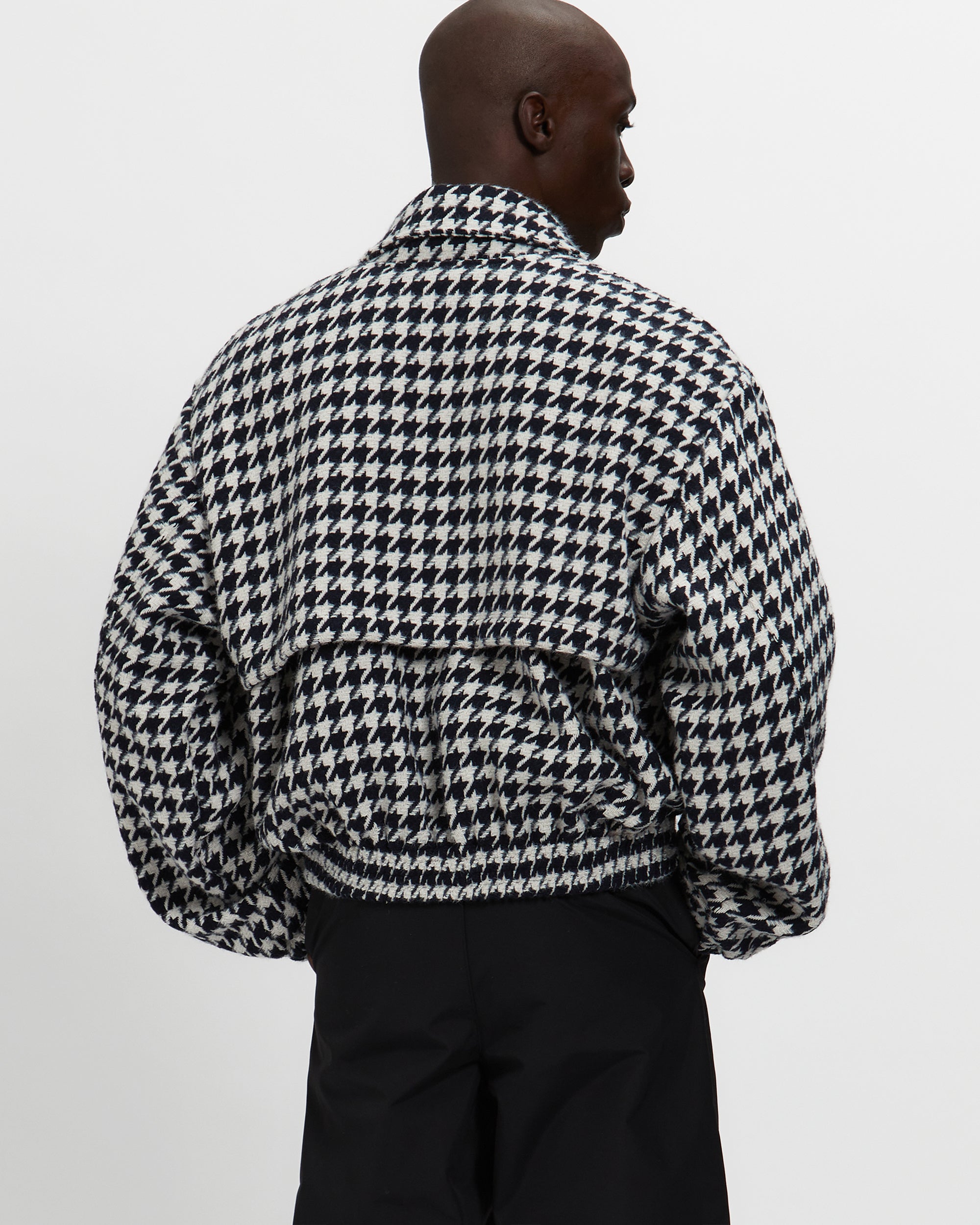 Houndstooth Storm Flap Jacket in Navy & White