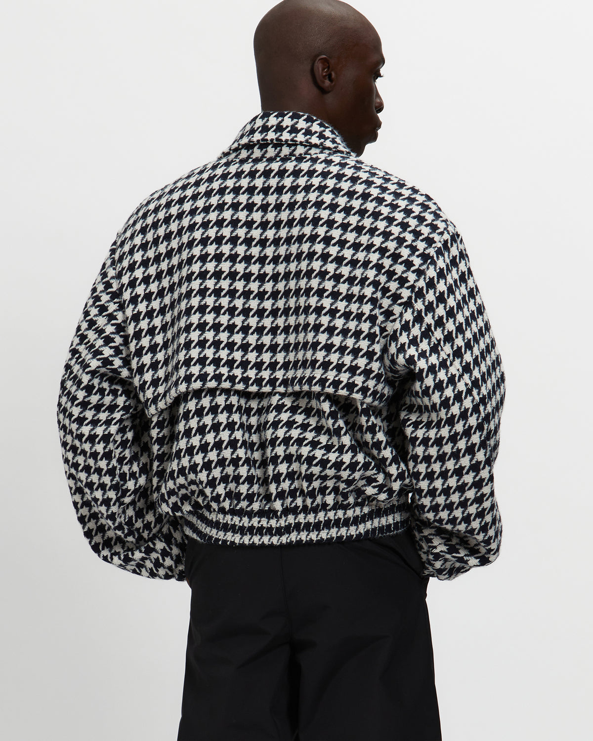 Houndstooth Storm Flap Jacket in Navy & White