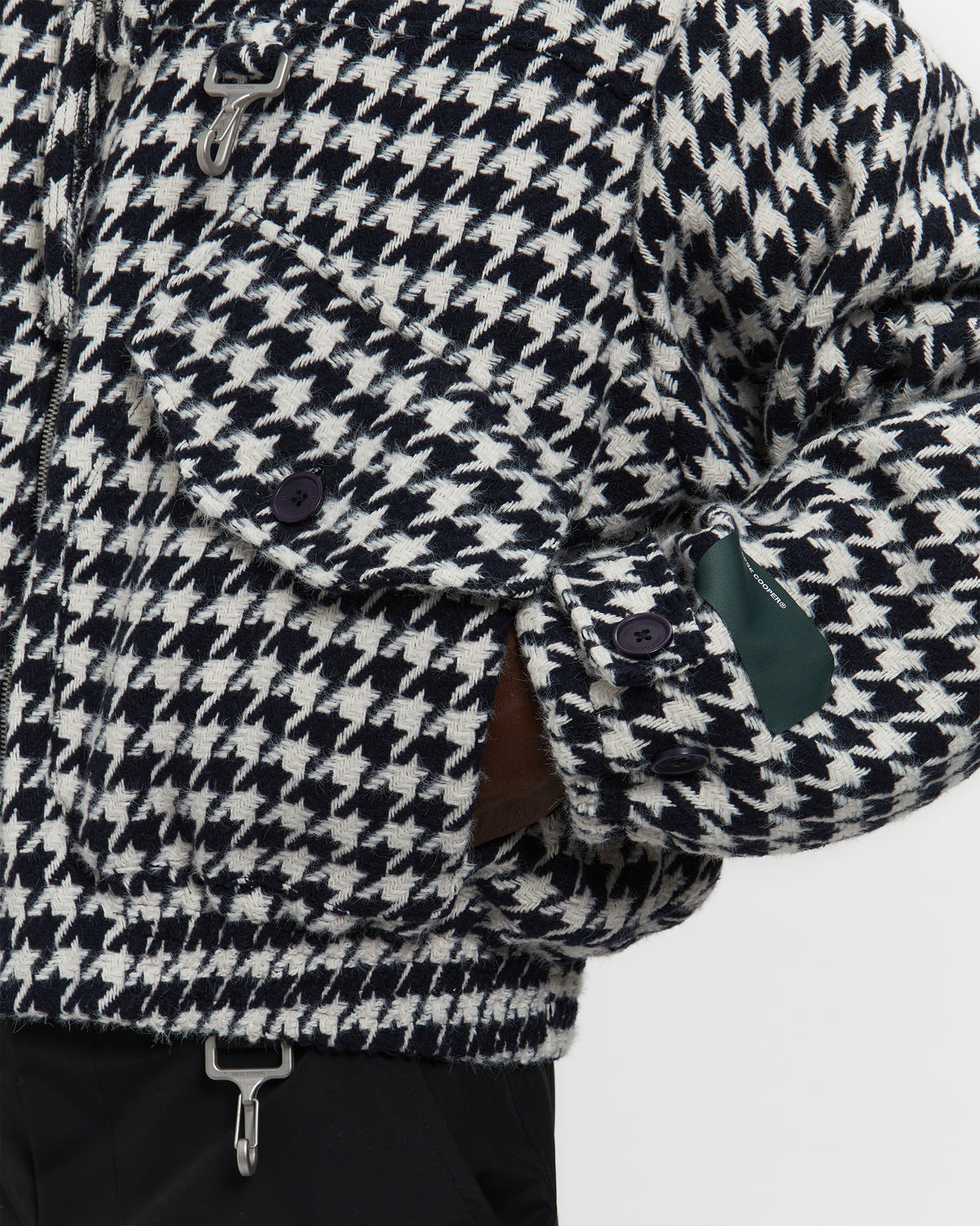 Houndstooth Storm Flap Jacket in Navy & White