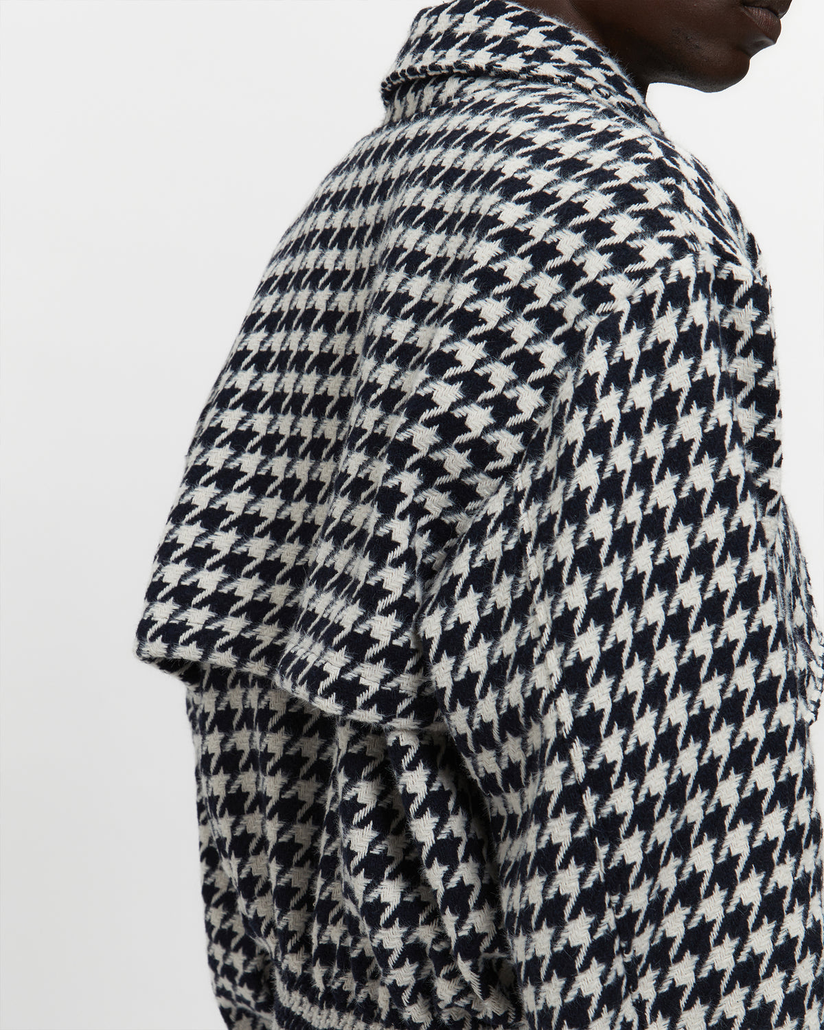 Houndstooth Storm Flap Jacket in Navy & White