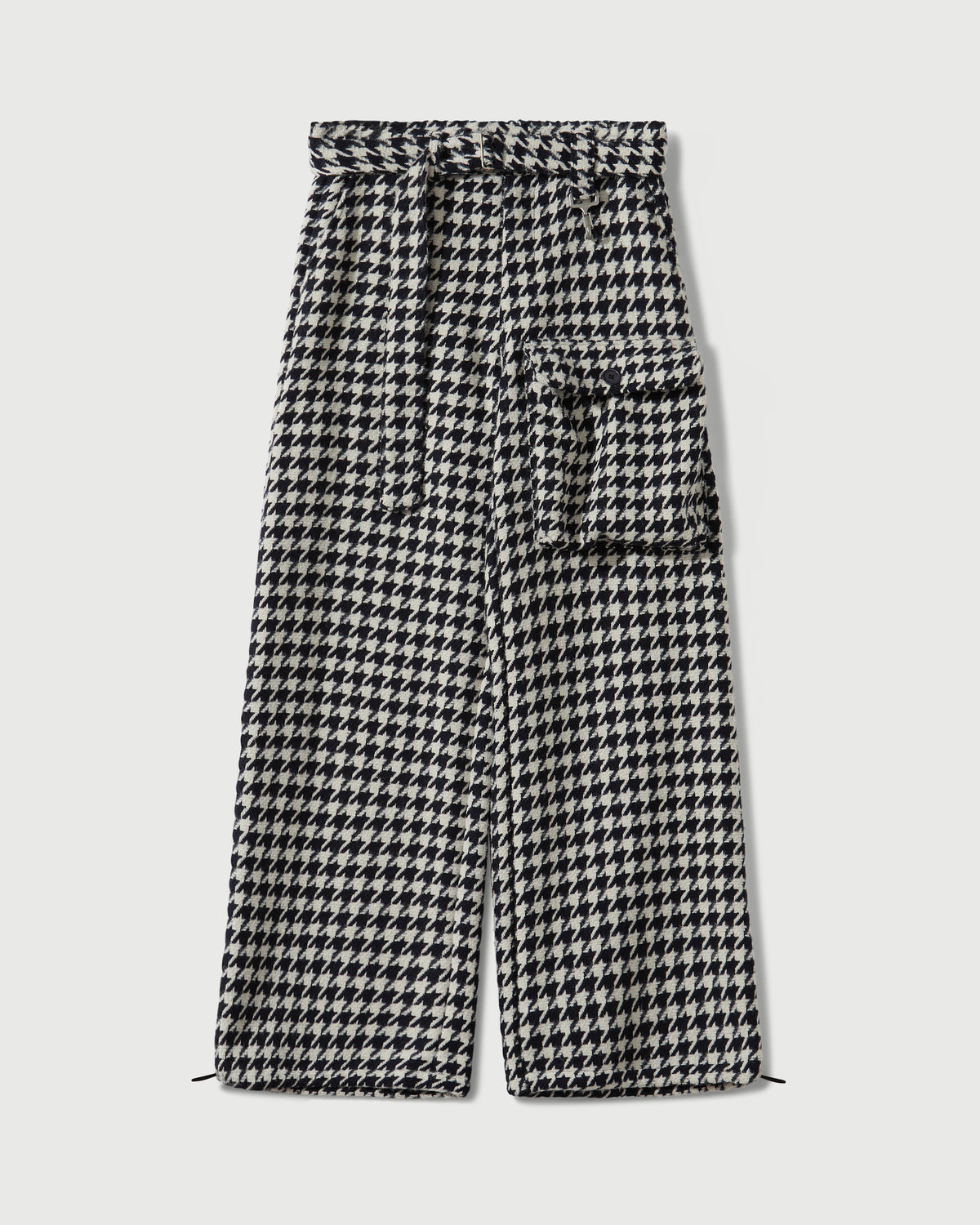 Houndstooth Patch Pocket Belted Trouser in Navy & White