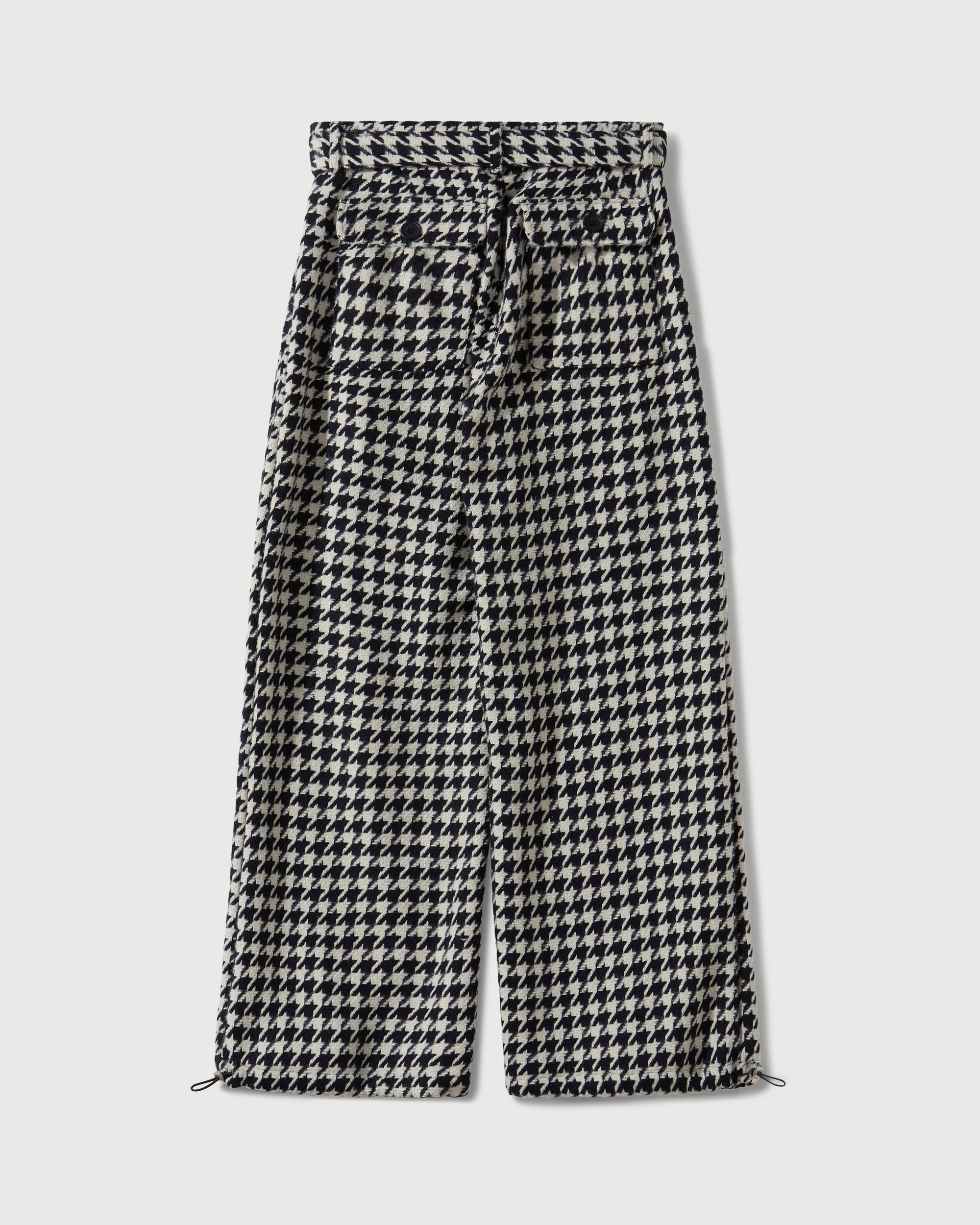 Houndstooth Patch Pocket Belted Trouser in Navy & White