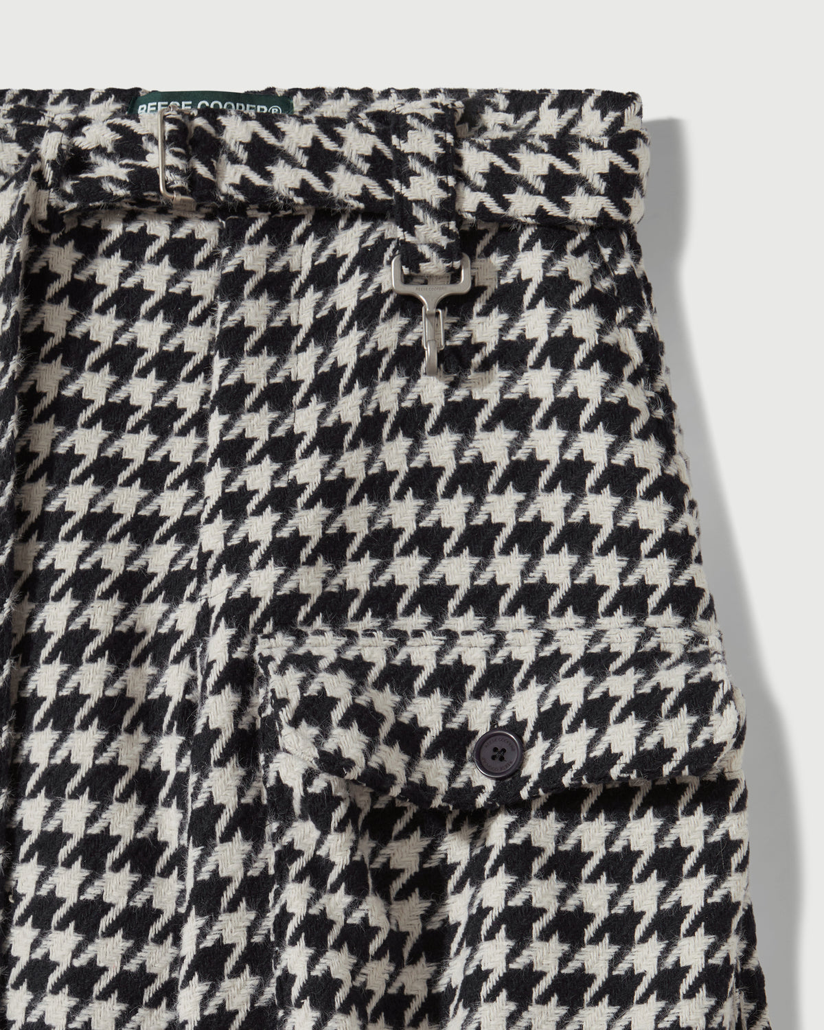 Houndstooth Patch Pocket Belted Trouser in Navy & White