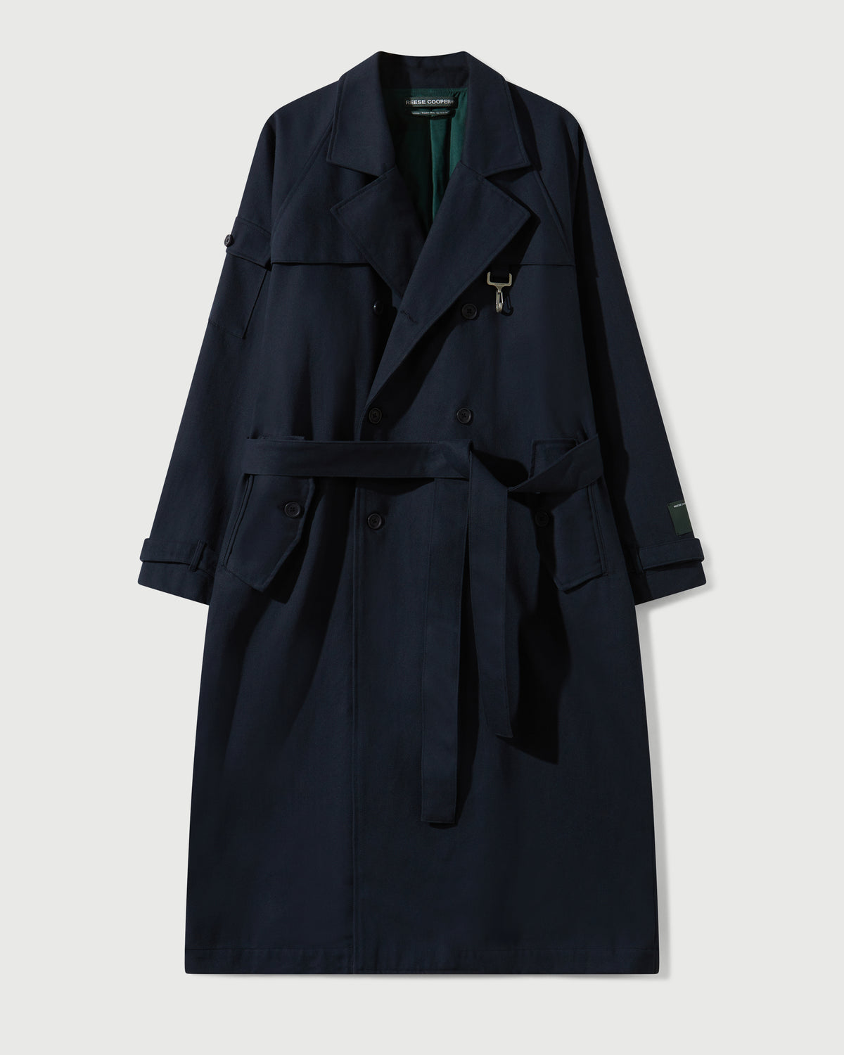 Cotton Twill Double Breasted Trench Coat in Navy