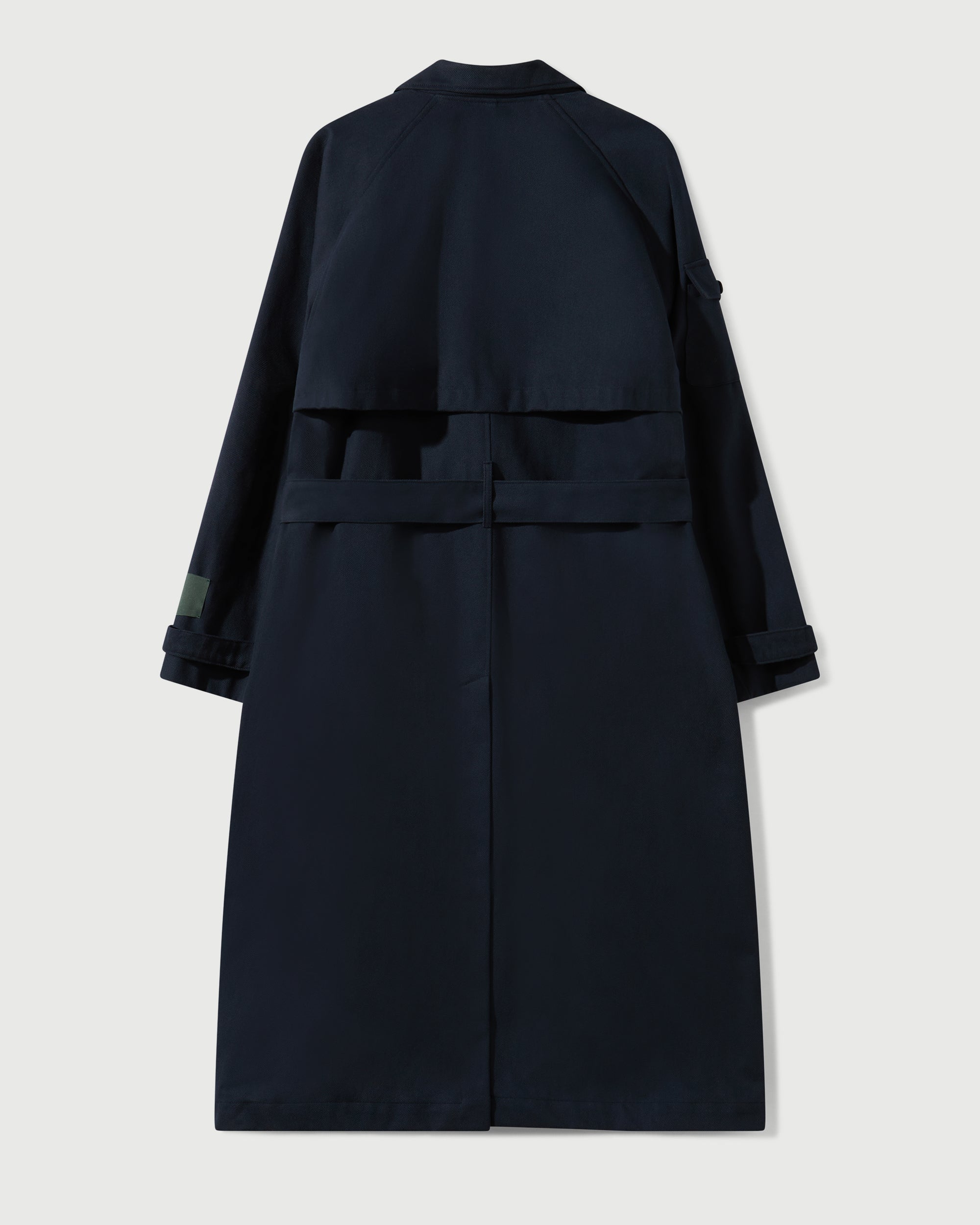 Cotton Twill Double Breasted Trench Coat in Navy