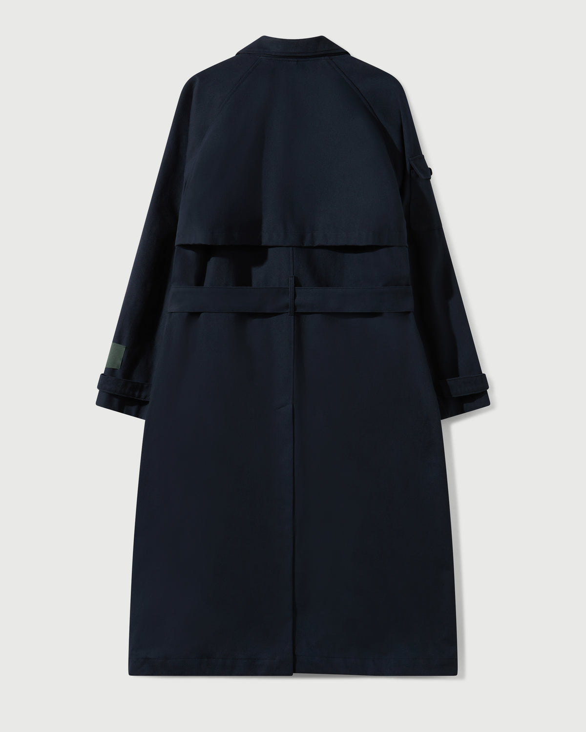 Cotton Twill Double Breasted Trench Coat in Navy
