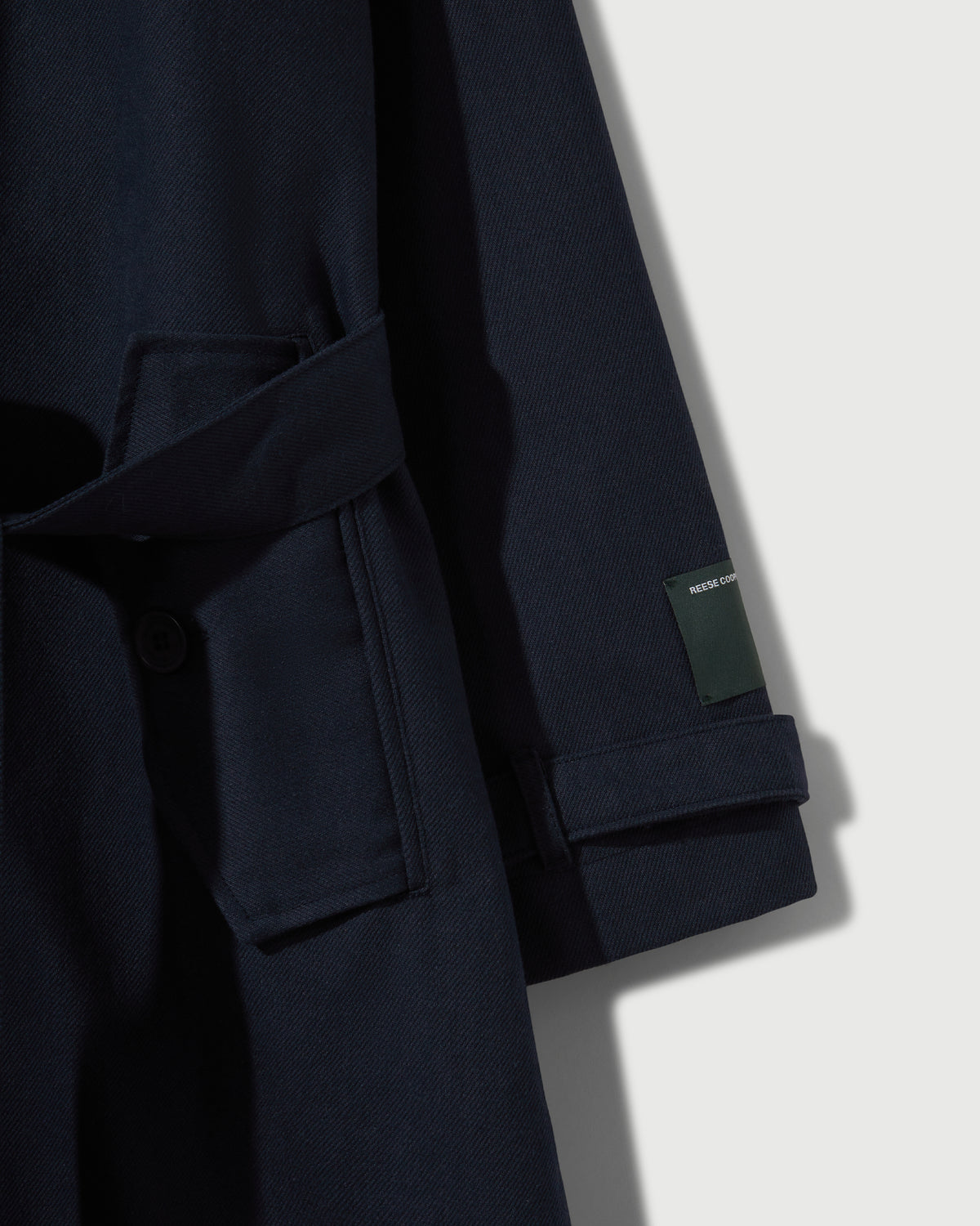 Cotton Twill Double Breasted Trench Coat in Navy