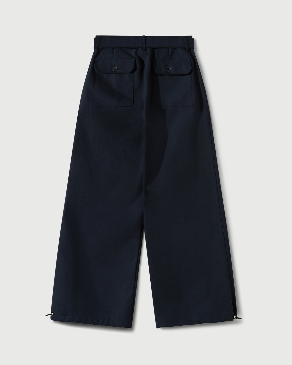 Cotton Twill Patch Pocket Belted Trouser in Navy