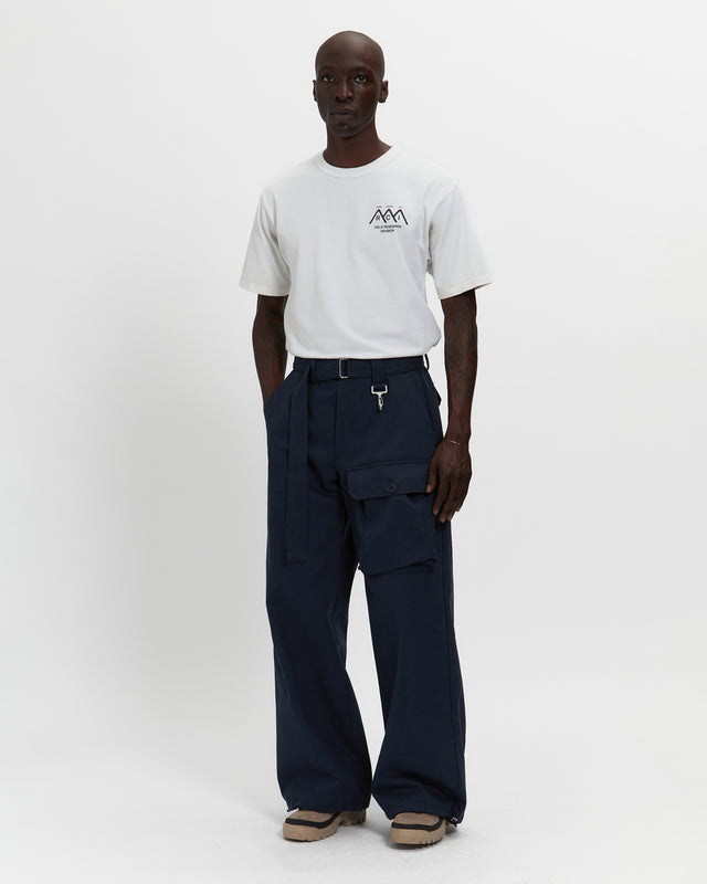 Cotton Twill Patch Pocket Belted Trouser in Navy
