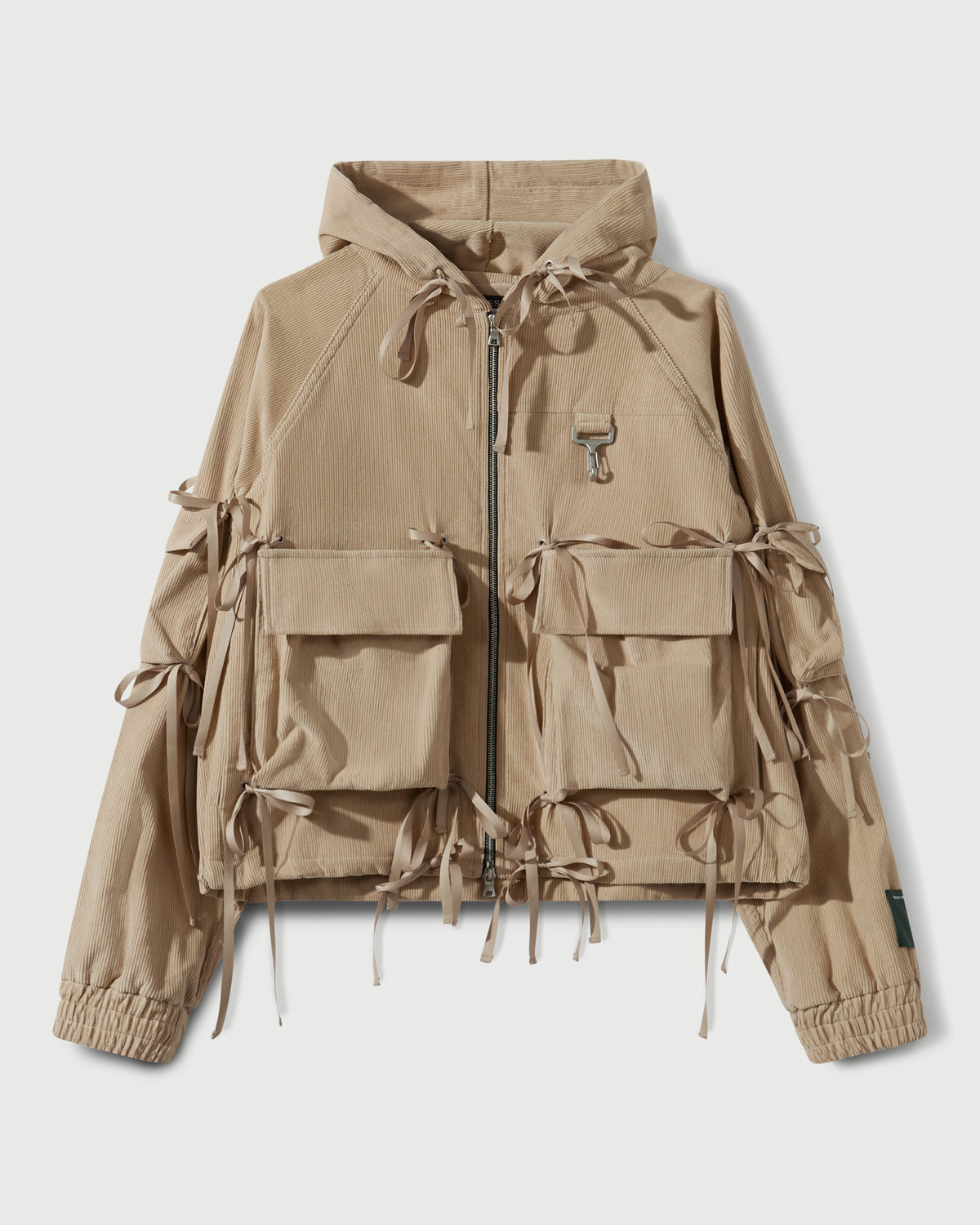 Corduroy Modular Pocket Hooded Jacket in Khaki