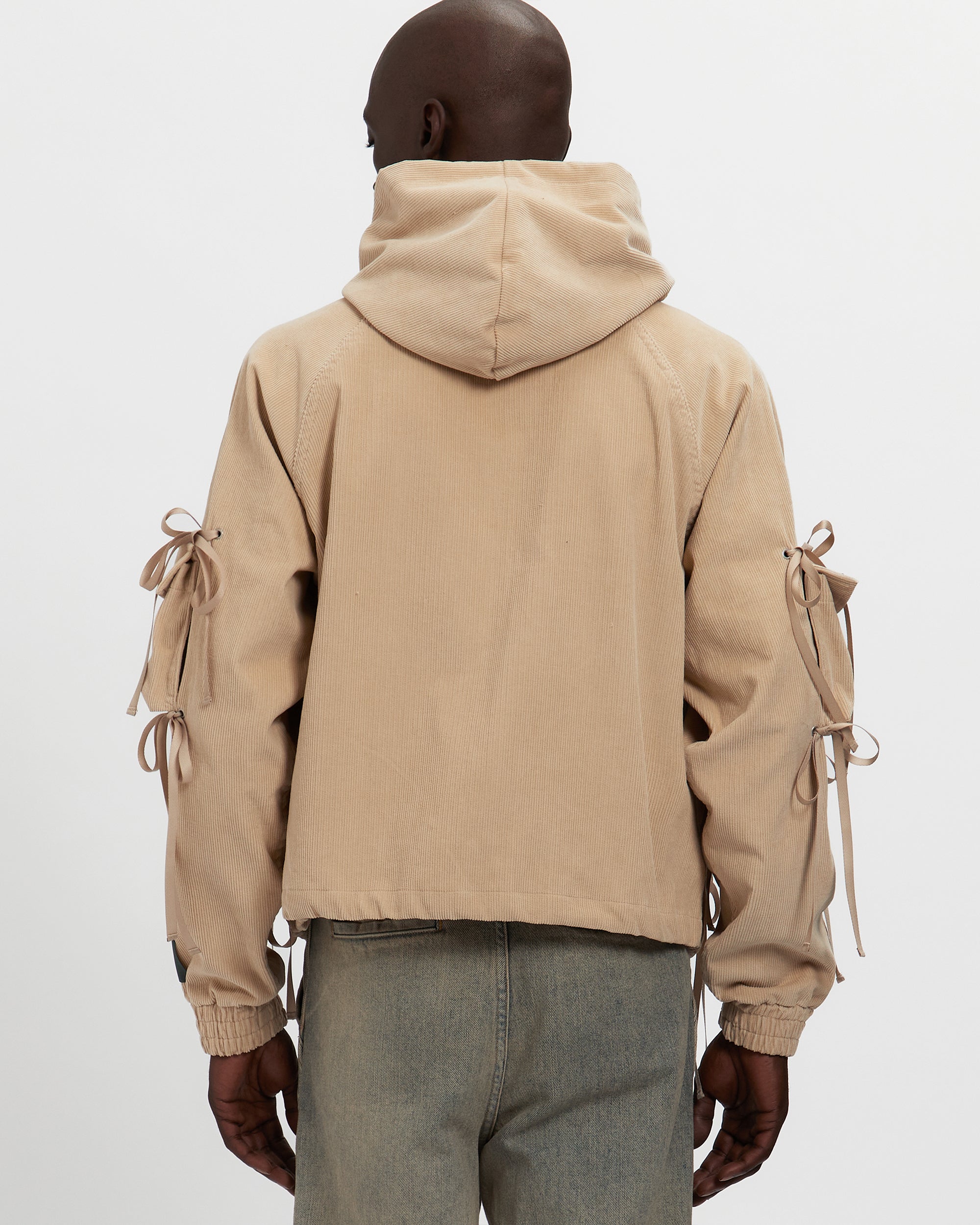 Corduroy Modular Pocket Hooded Jacket in Khaki