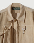 Corduroy Cargo Button Down Shirt in Khaki