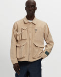 Corduroy Cargo Button Down Shirt in Khaki
