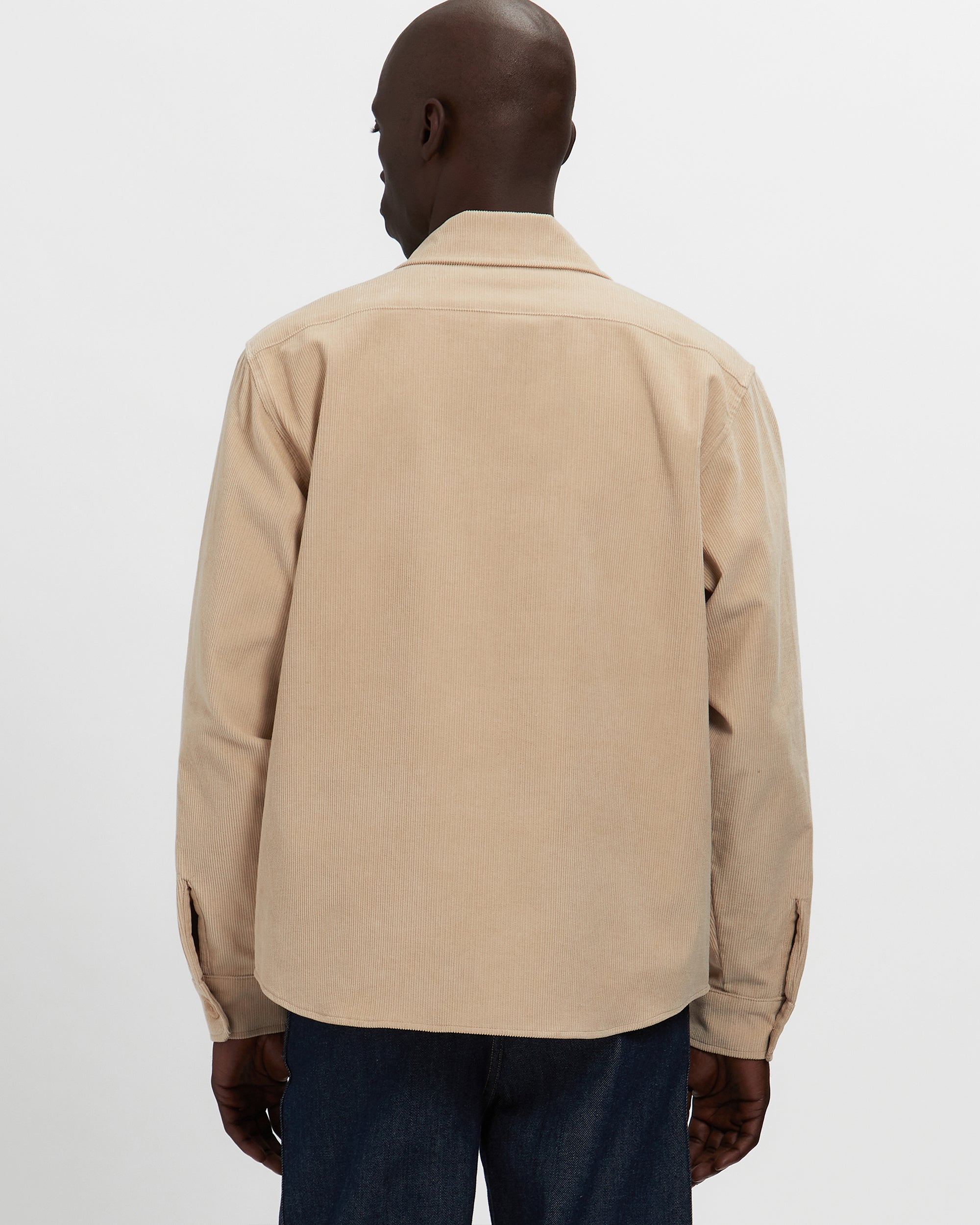 Corduroy Cargo Button Down Shirt in Khaki