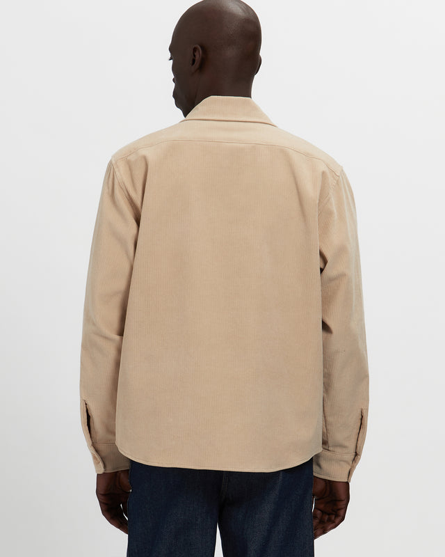 Corduroy Cargo Button Down Shirt in Khaki