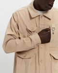 Corduroy Cargo Button Down Shirt in Khaki