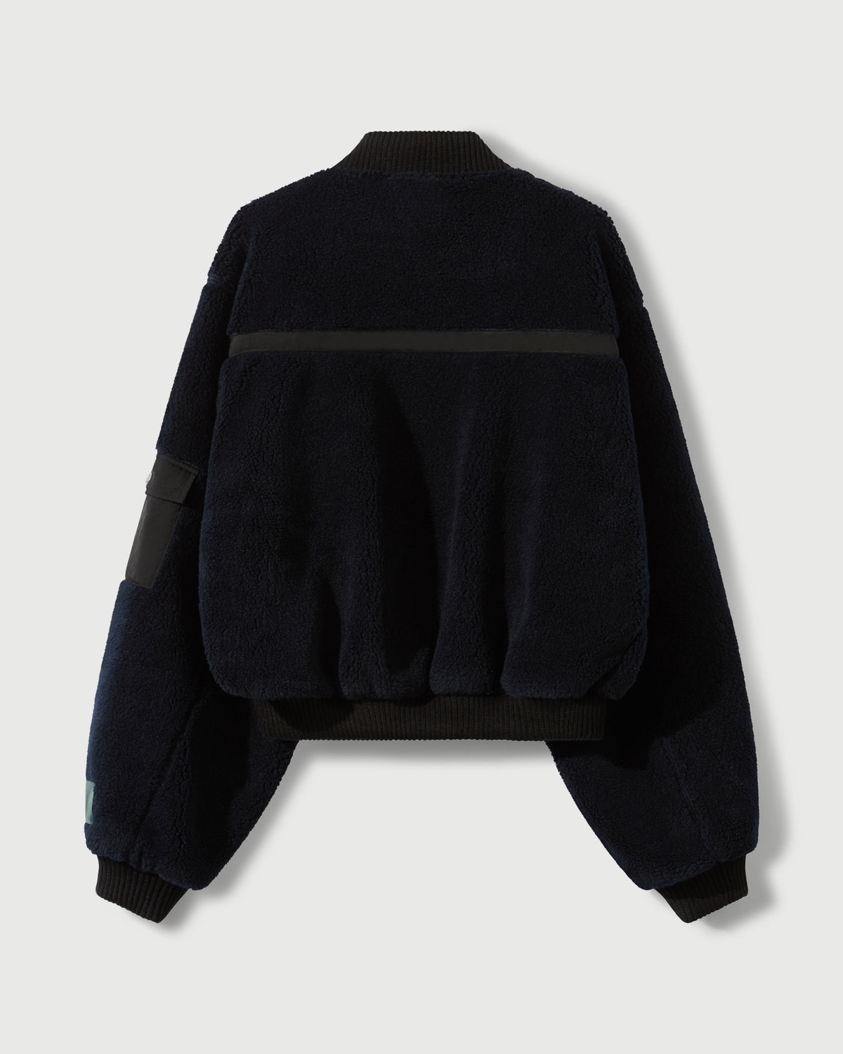 Sherpa Fleece Bomber Jacket in Navy & Black