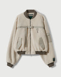 Sherpa Fleece Bomber Jacket in Cream & Khaki
