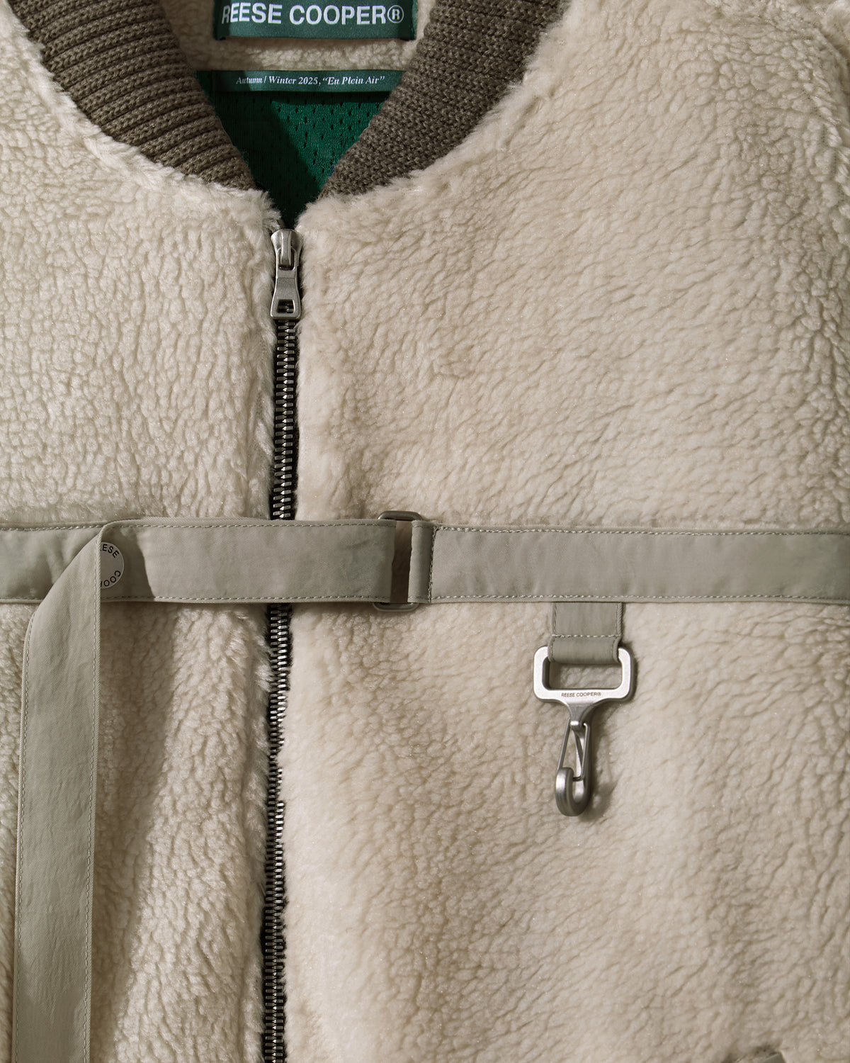 Sherpa Fleece Bomber Jacket in Cream & Khaki