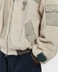 Sherpa Fleece Bomber Jacket in Cream & Khaki