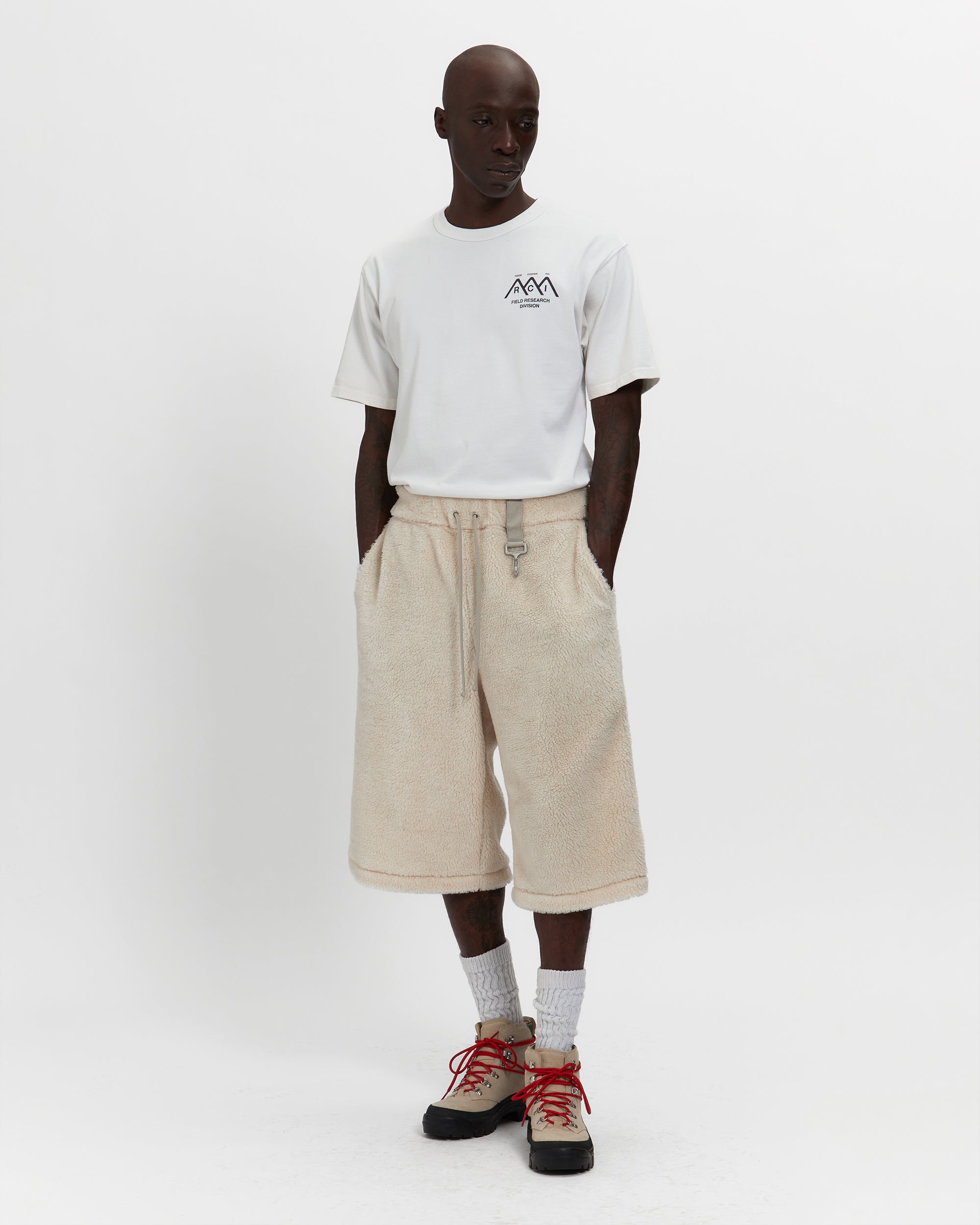 Sherpa Fleece Wide Leg Short in Cream