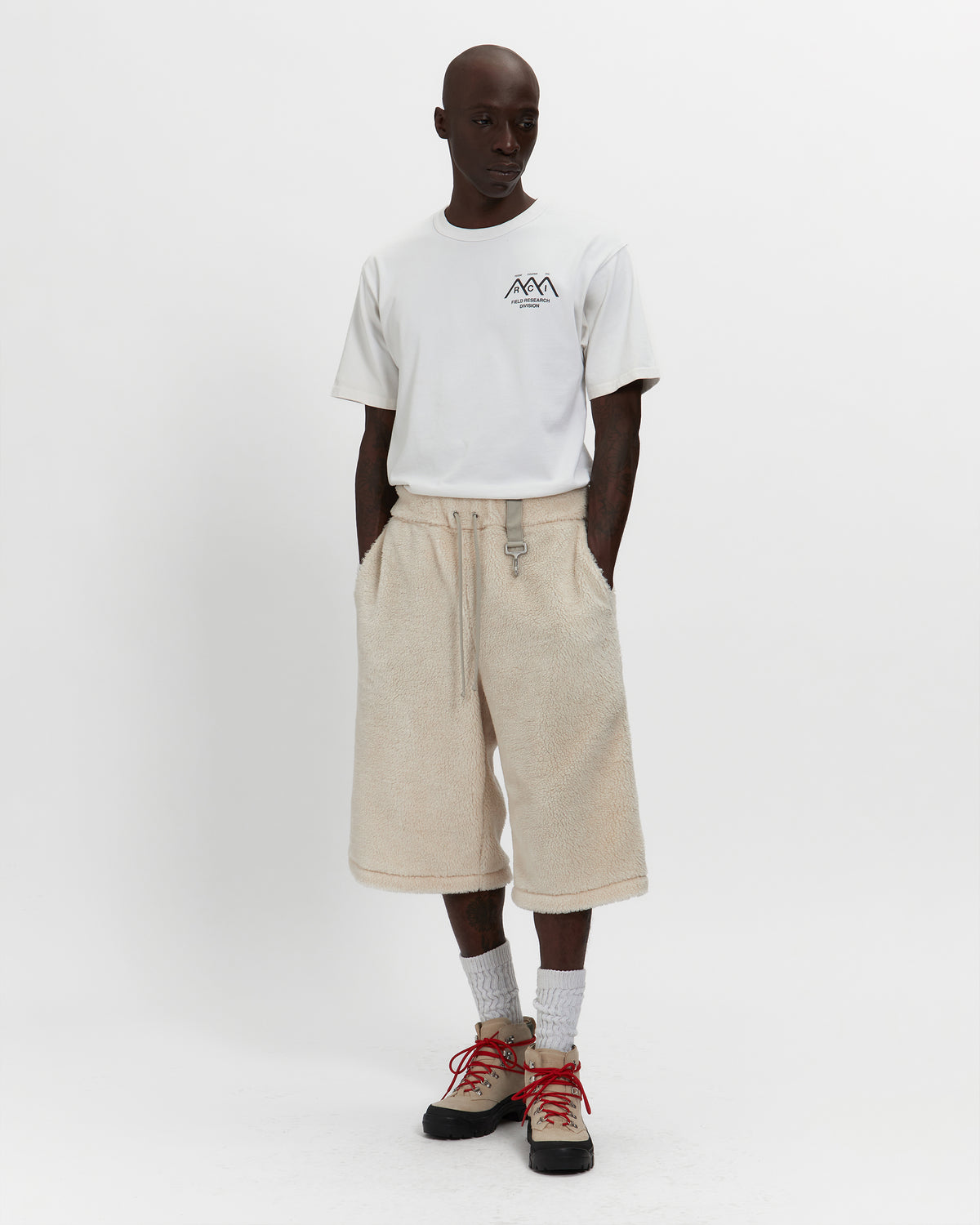 Sherpa Fleece Wide Leg Short in Cream