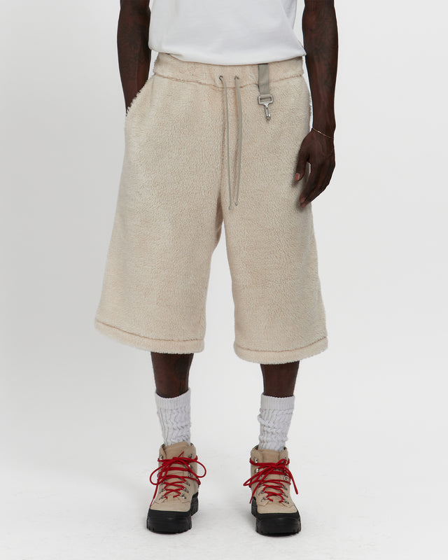 Sherpa Fleece Wide Leg Short in Cream