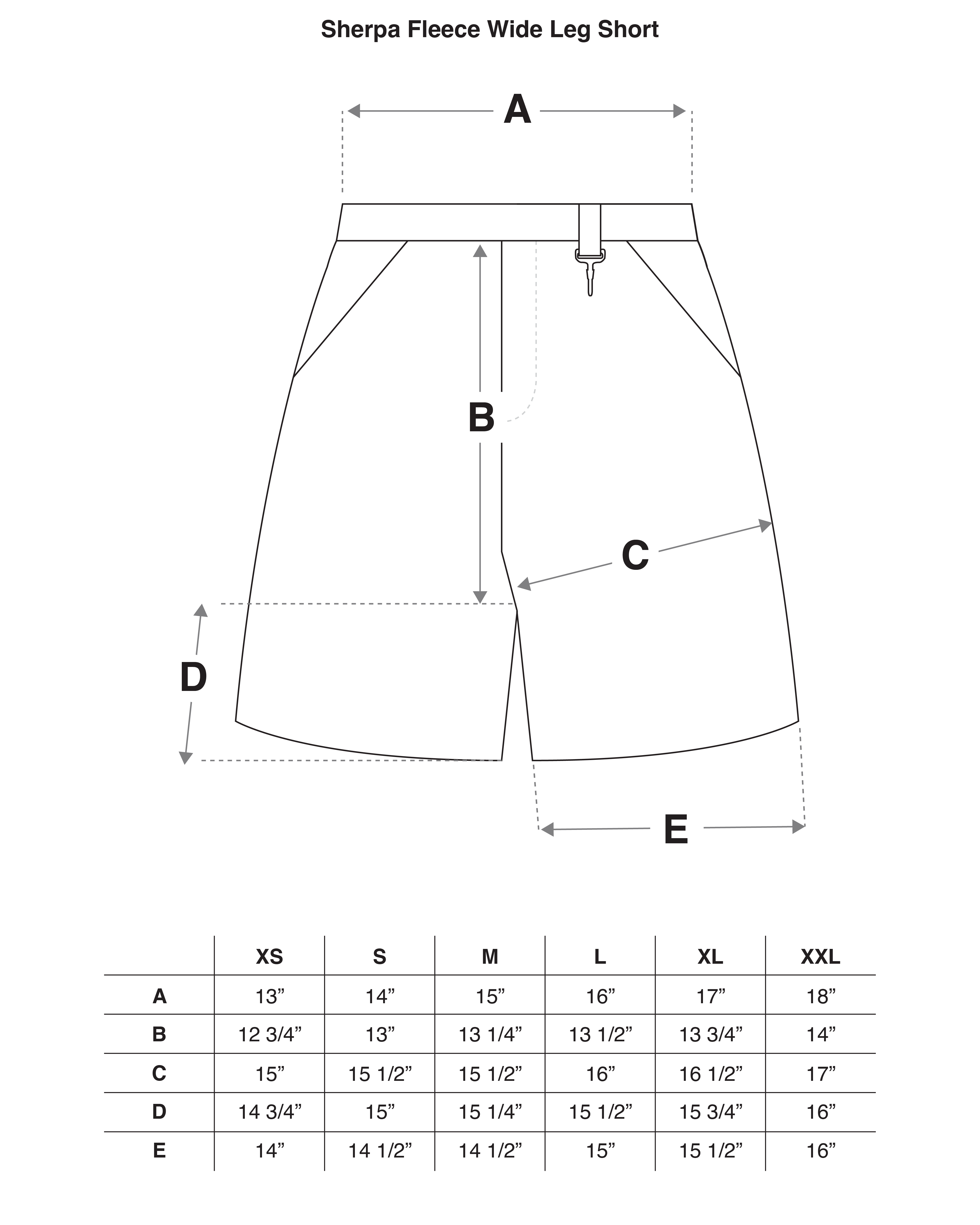 Sherpa Fleece Wide Leg Short in Cream Size Guide