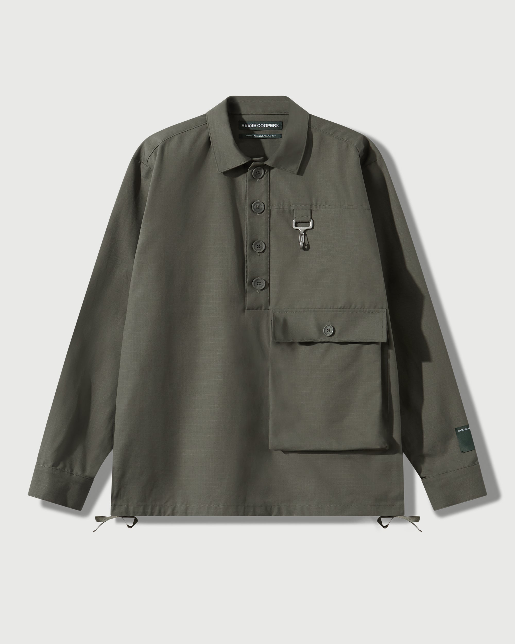 Cotton Ripstop Pullover Cargo Shirt in Sage