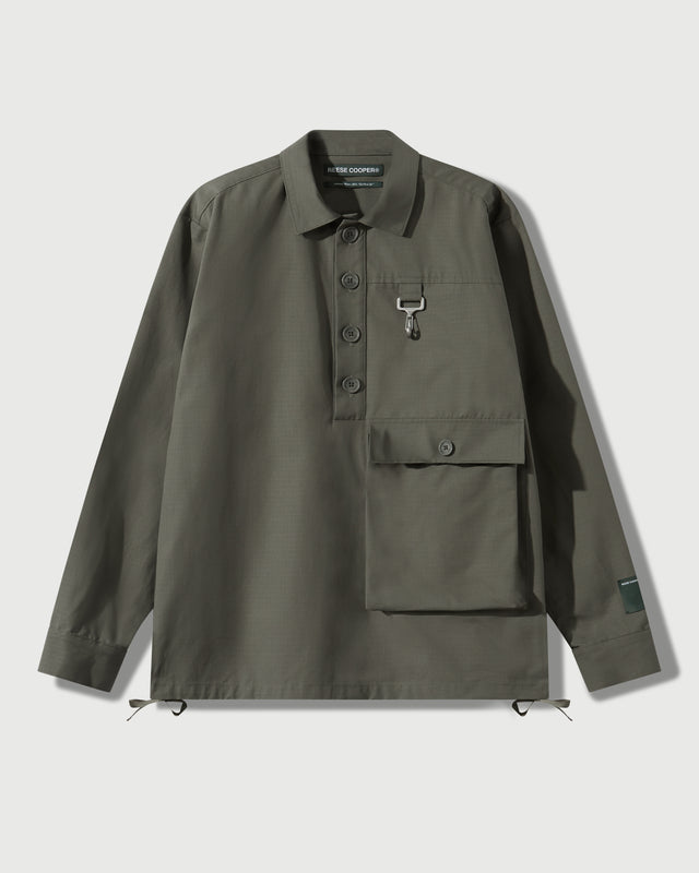 Cotton Ripstop Pullover Cargo Shirt in Sage