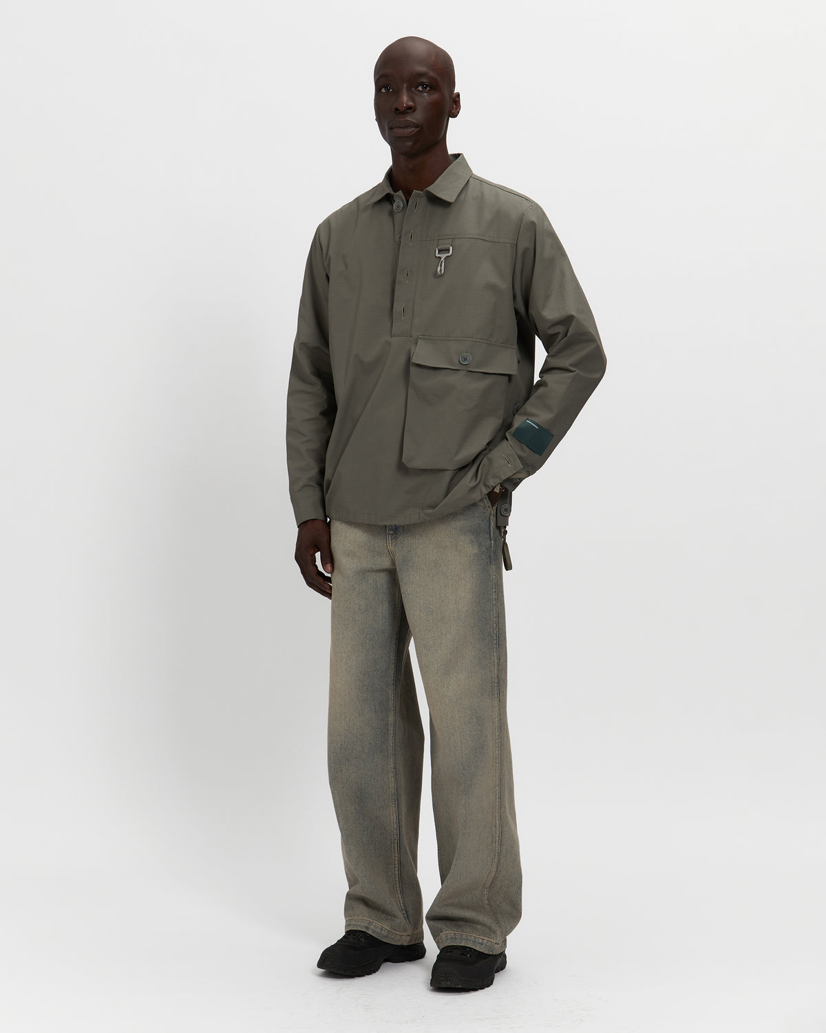 Cotton Ripstop Pullover Cargo Shirt in Sage