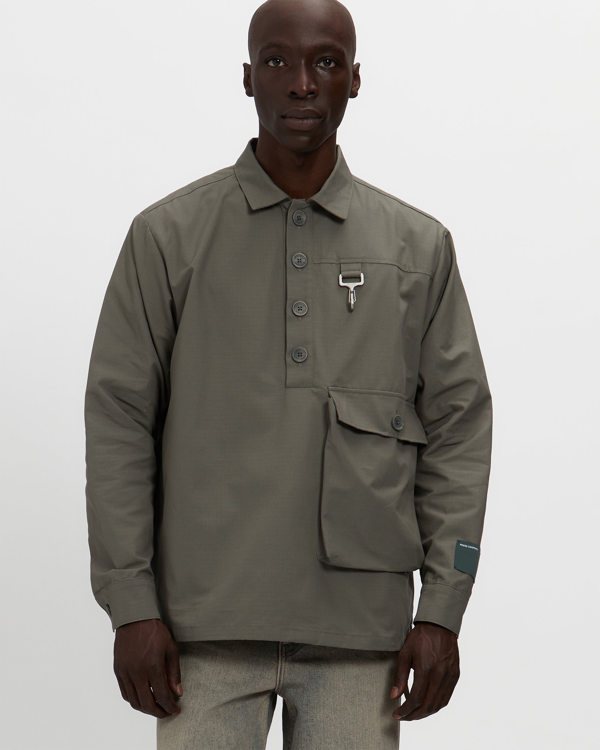 Cotton Ripstop Pullover Cargo Shirt in Sage