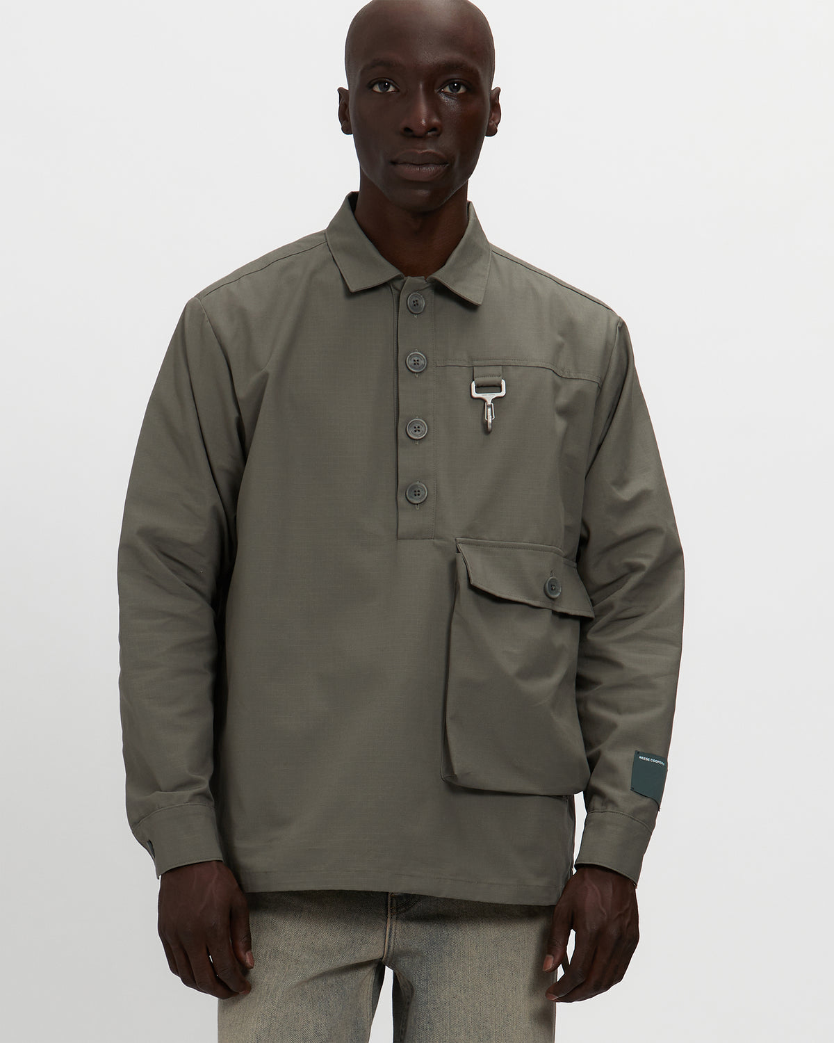 Cotton Ripstop Pullover Cargo Shirt in Sage