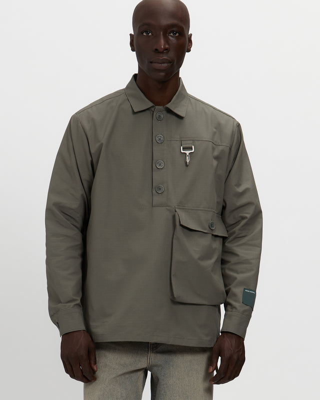 Cotton Ripstop Pullover Cargo Shirt in Sage