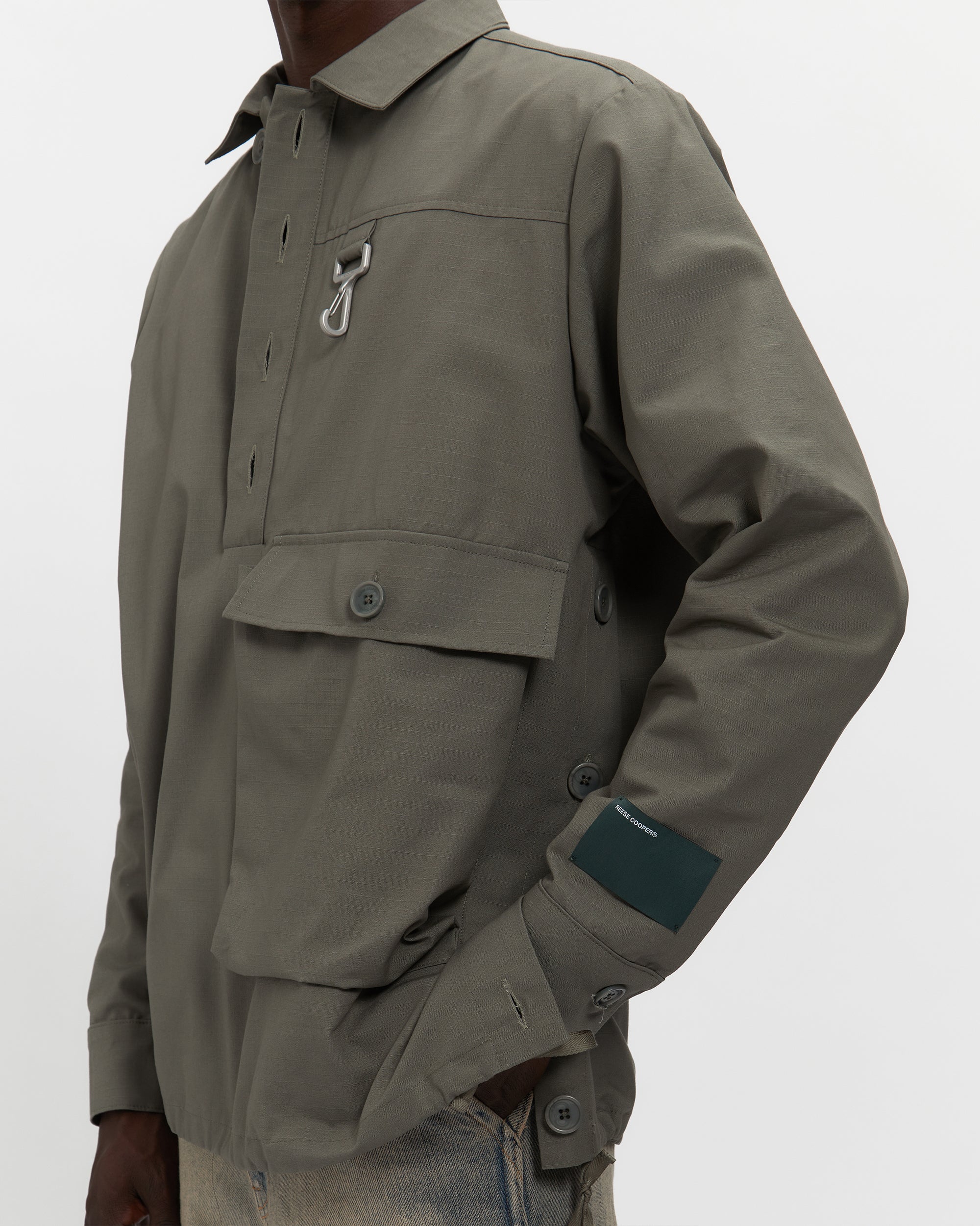 Cotton Ripstop Pullover Cargo Shirt in Sage