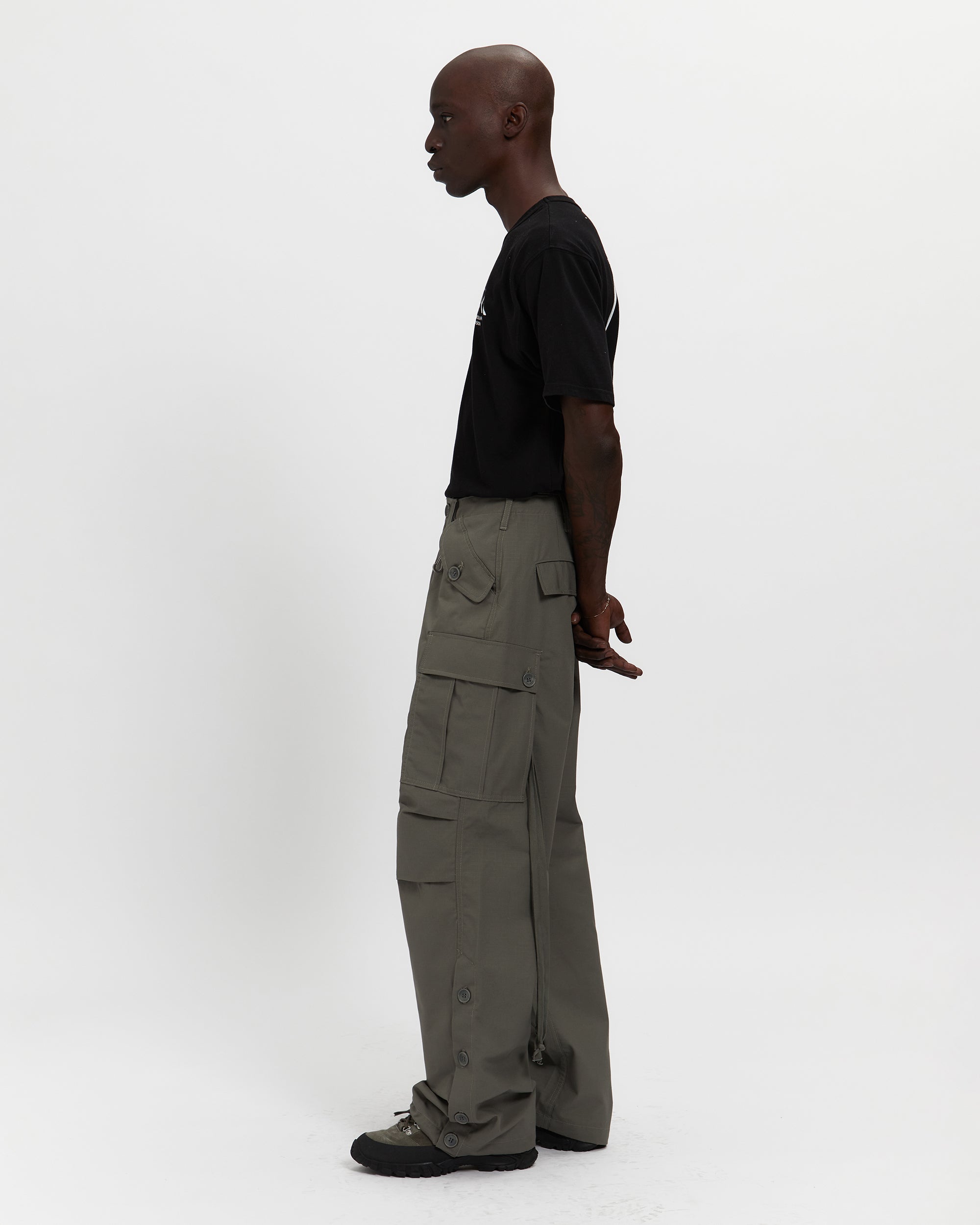 Cotton Ripstop Wide Leg Cargo Pant in Sage
