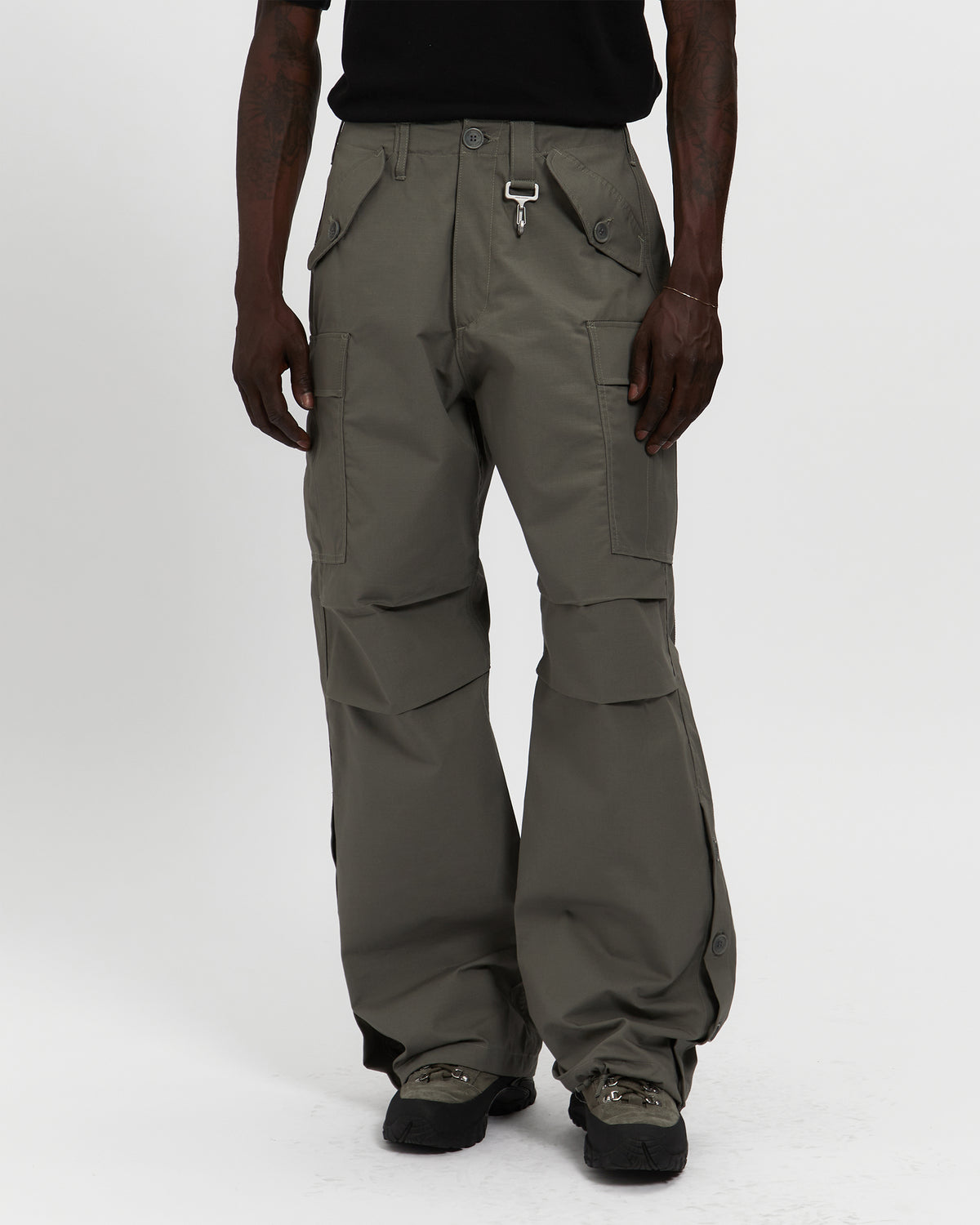 Cotton Ripstop Wide Leg Cargo Pant in Sage