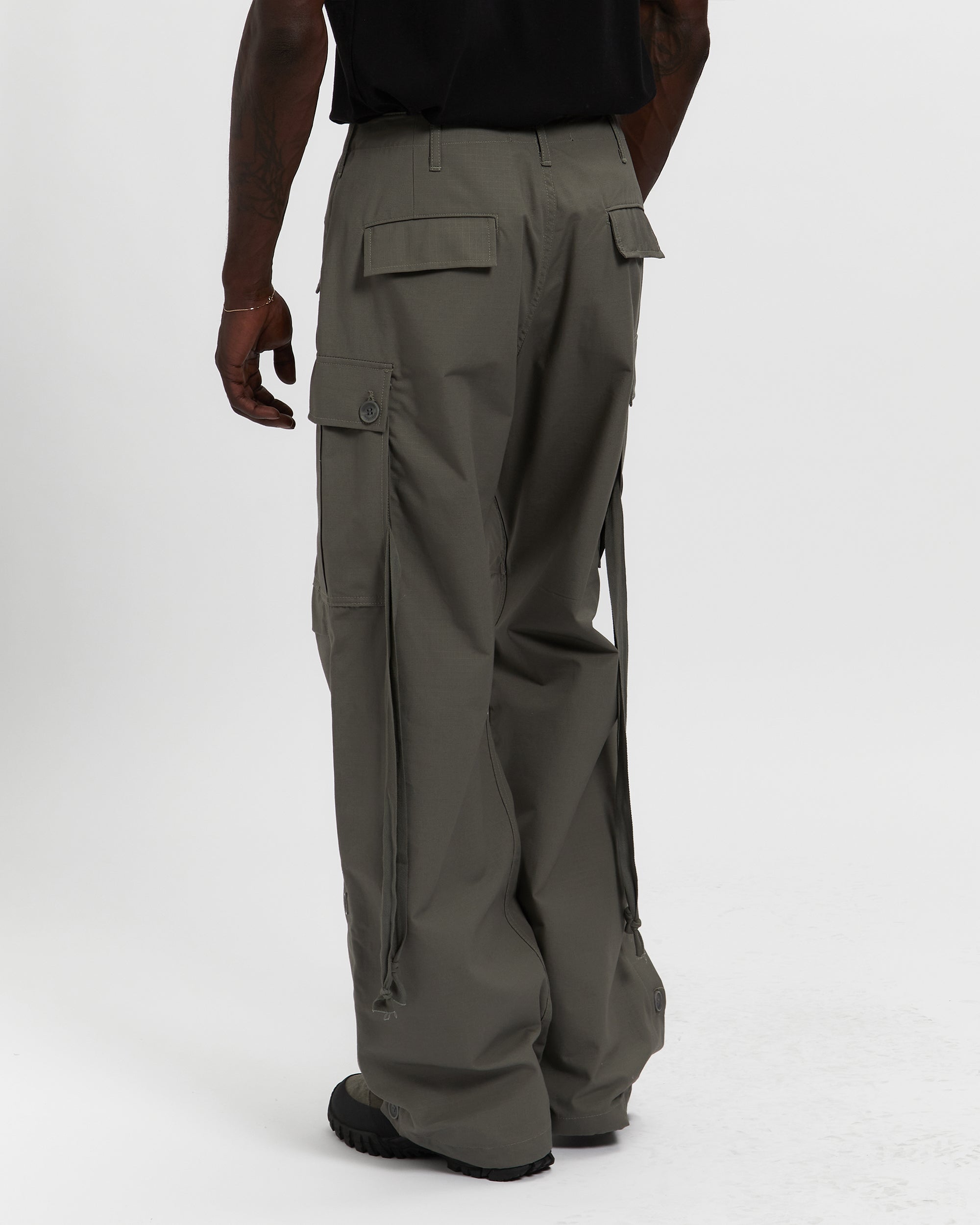 Cotton Ripstop Wide Leg Cargo Pant in Sage