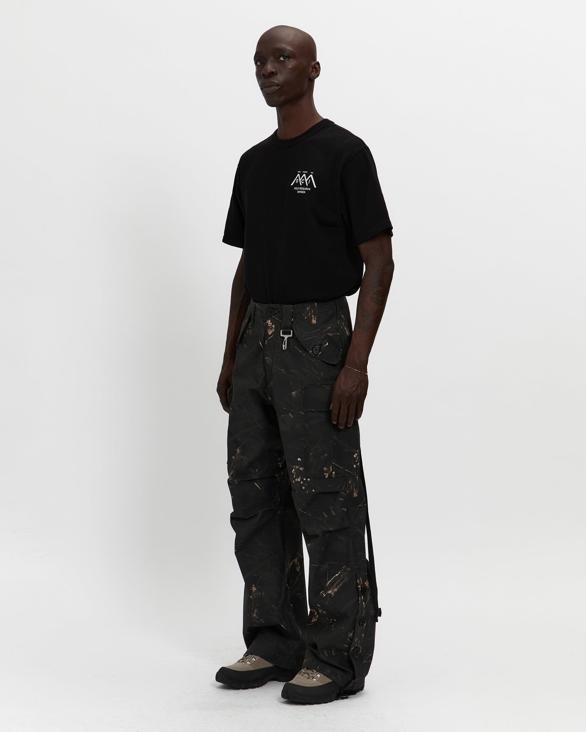 Cotton Ripstop Wide Leg Cargo Pant in Camo