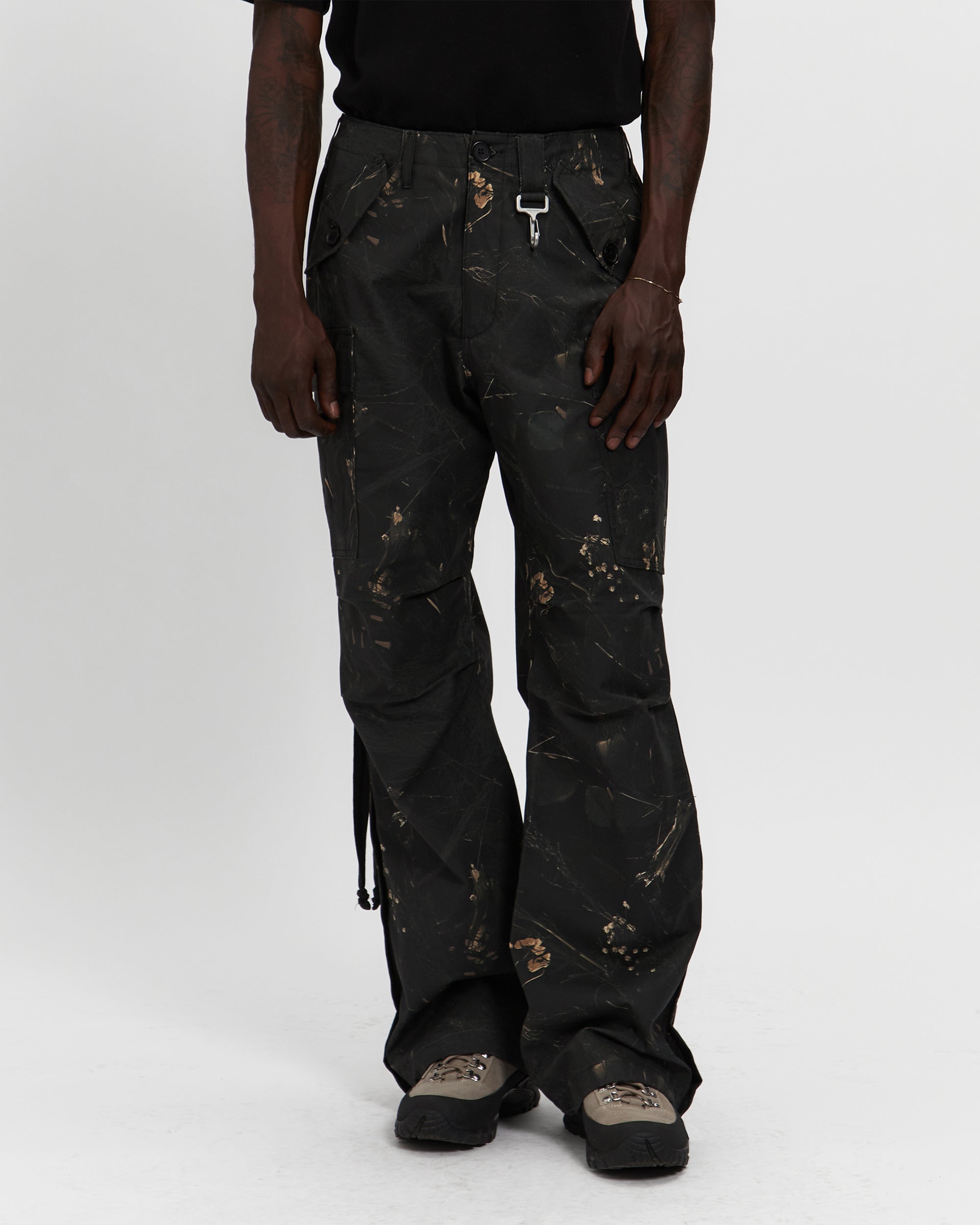 Cotton Ripstop Wide Leg Cargo Pant in Camo
