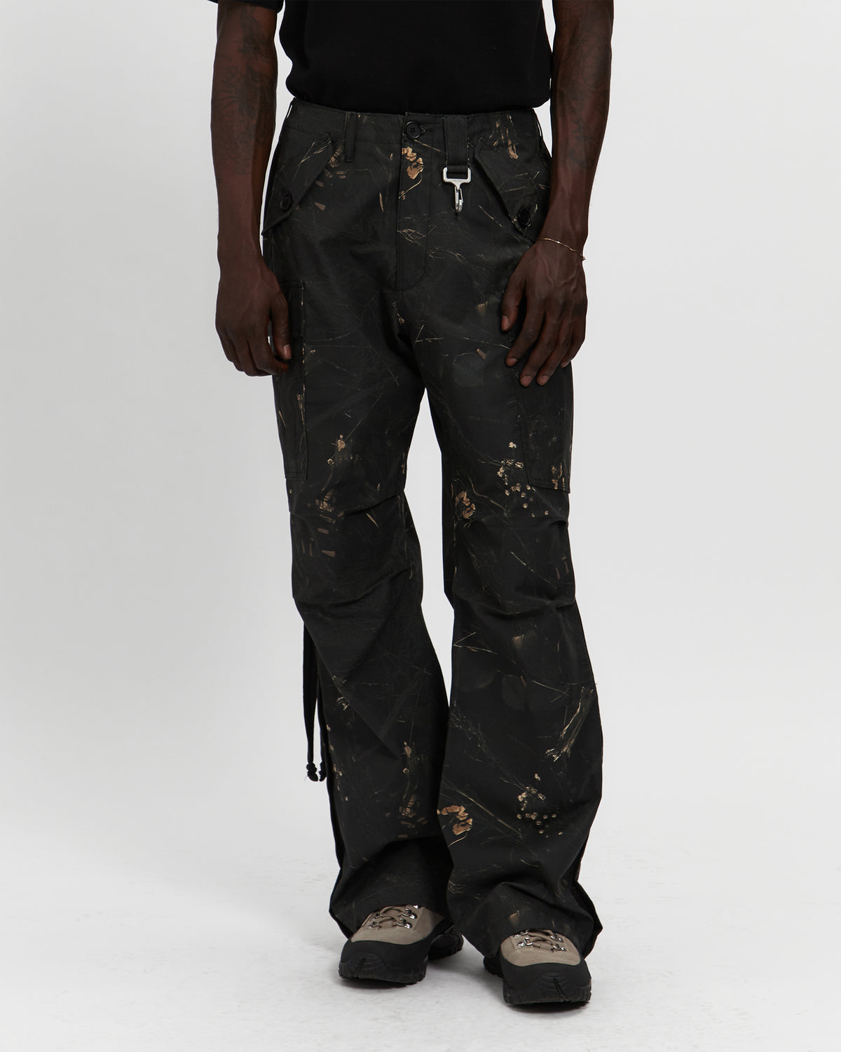 Cotton Ripstop Wide Leg Cargo Pant in Camo