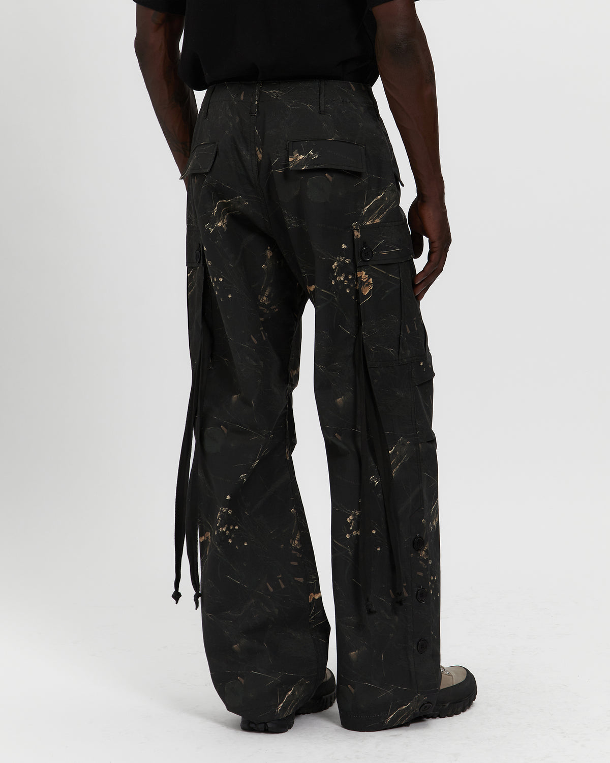 Cotton Ripstop Wide Leg Cargo Pant in Camo