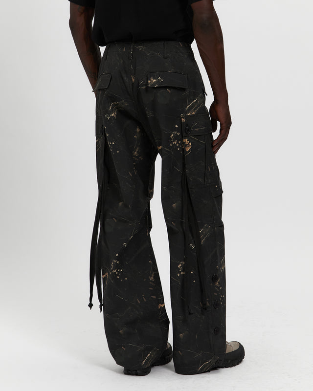 Cotton Ripstop Wide Leg Cargo Pant in Camo