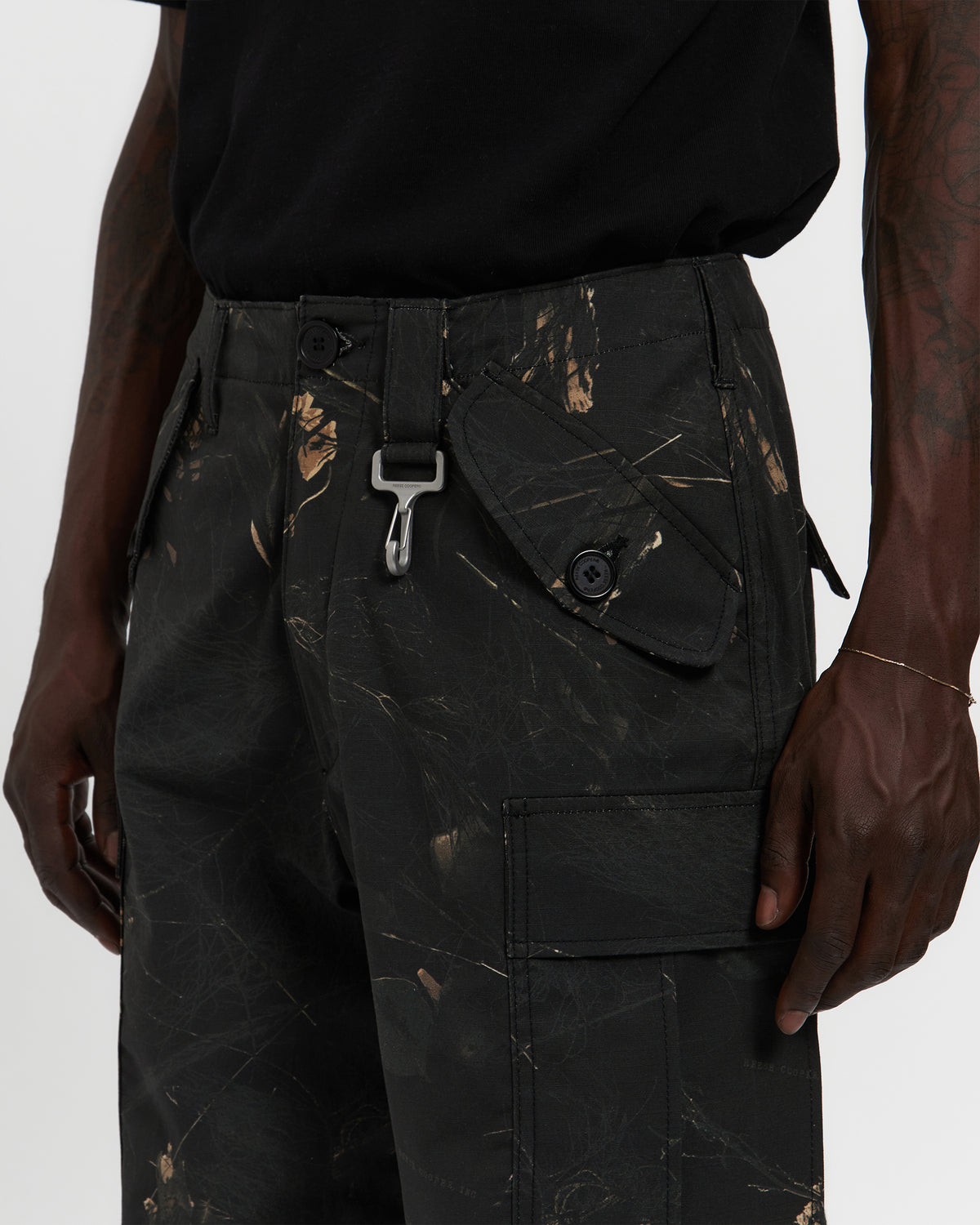 Cotton Ripstop Wide Leg Cargo Pant in Camo